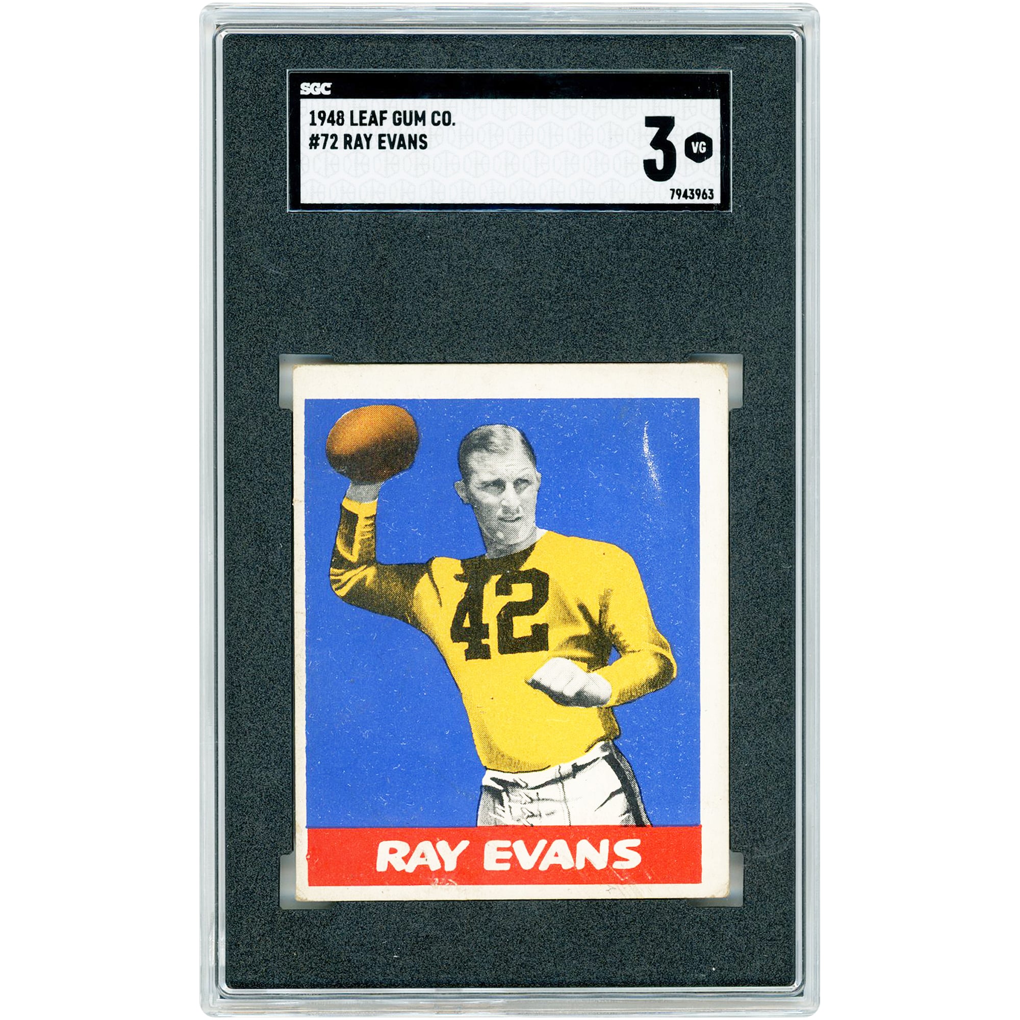Ray Evans Pittsburgh Steelers 1948 Leaf Gum Co. #72 SGC Authenticated 3 Rookie Card