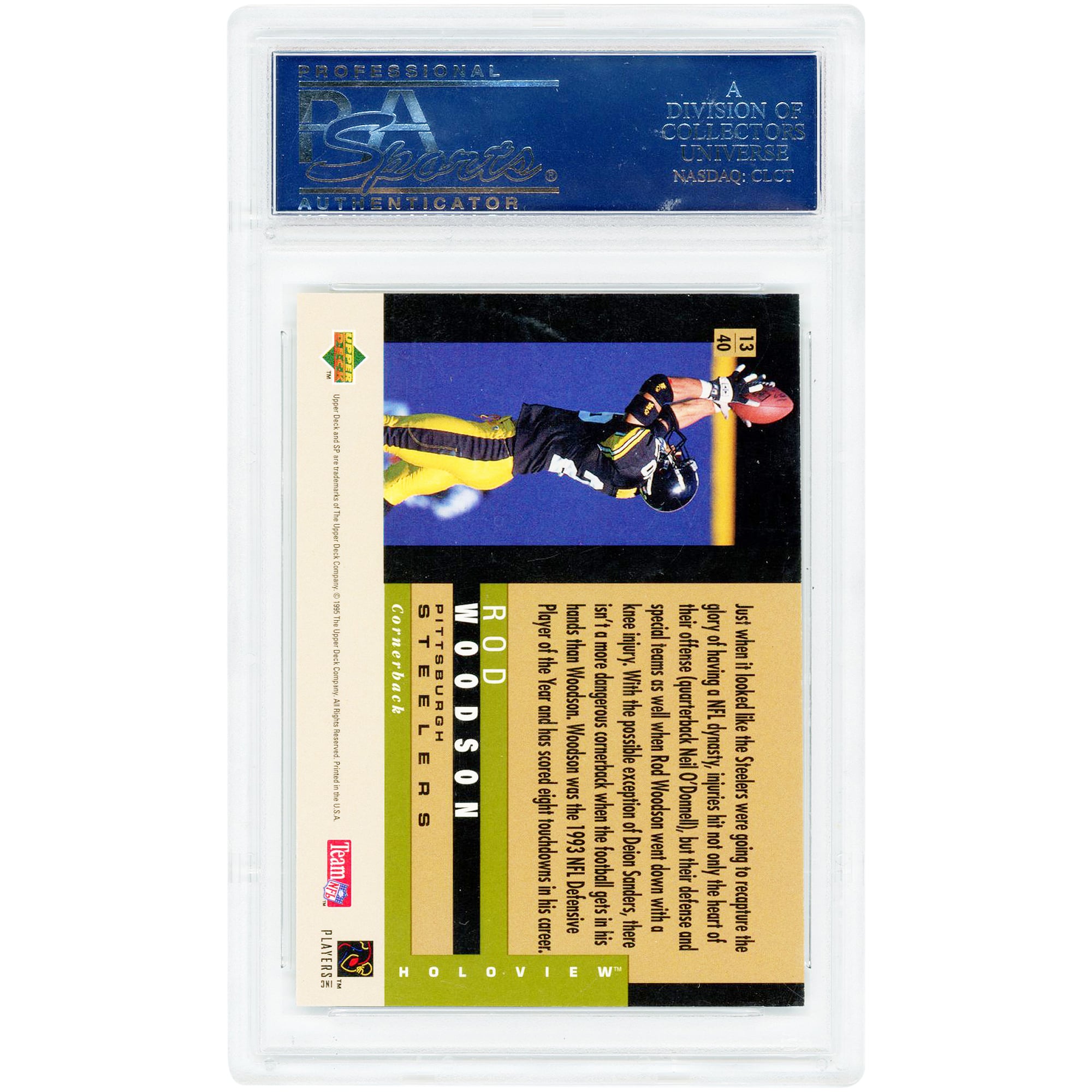 Rod Woodson Pittsburgh Steelers 1995 Upper Deck SP Holoview #13 PSA Authenticated 10 Card