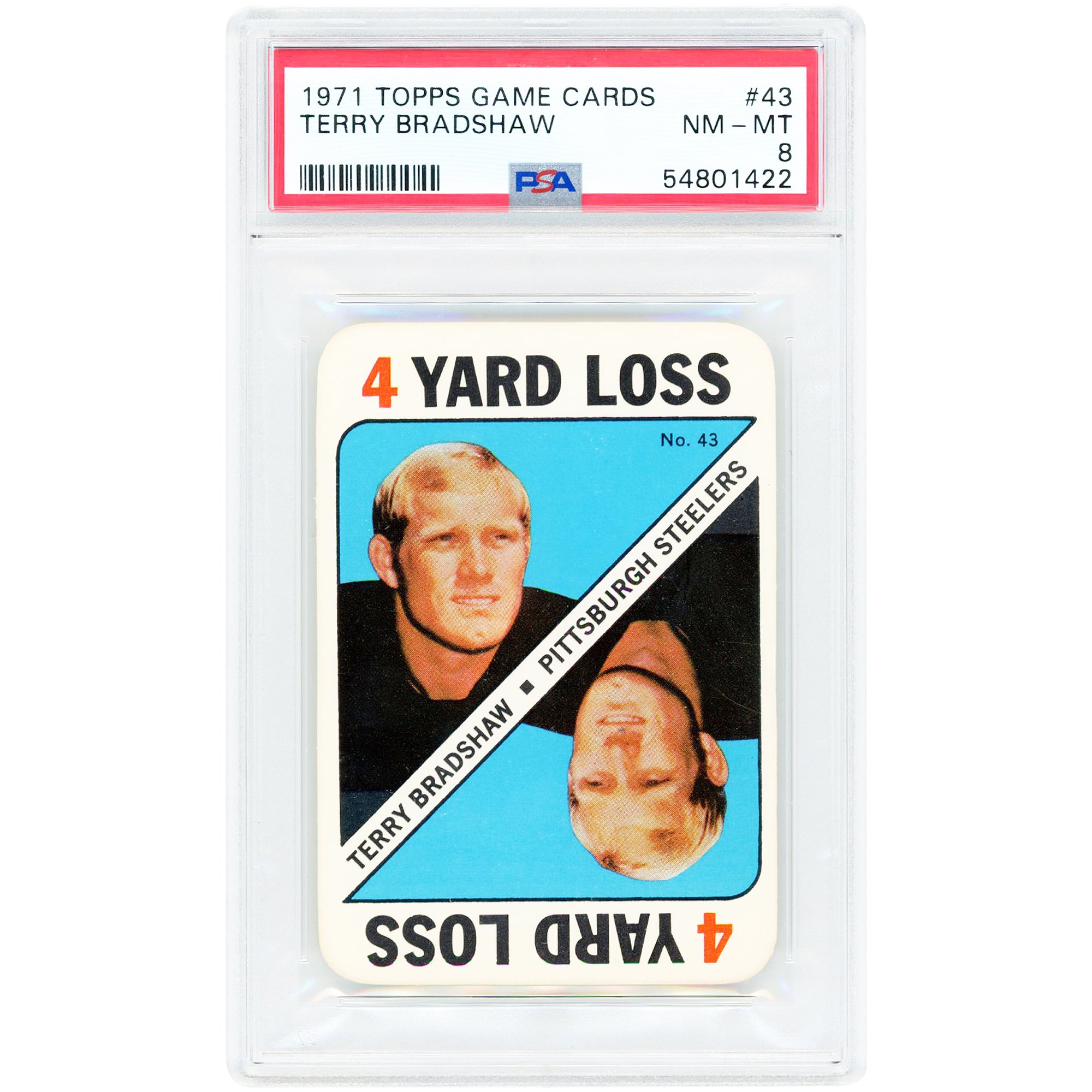Terry Bradshaw Pittsburgh Steelers 1971 Topps Game Cards #43 PSA Authenticated 8 Card