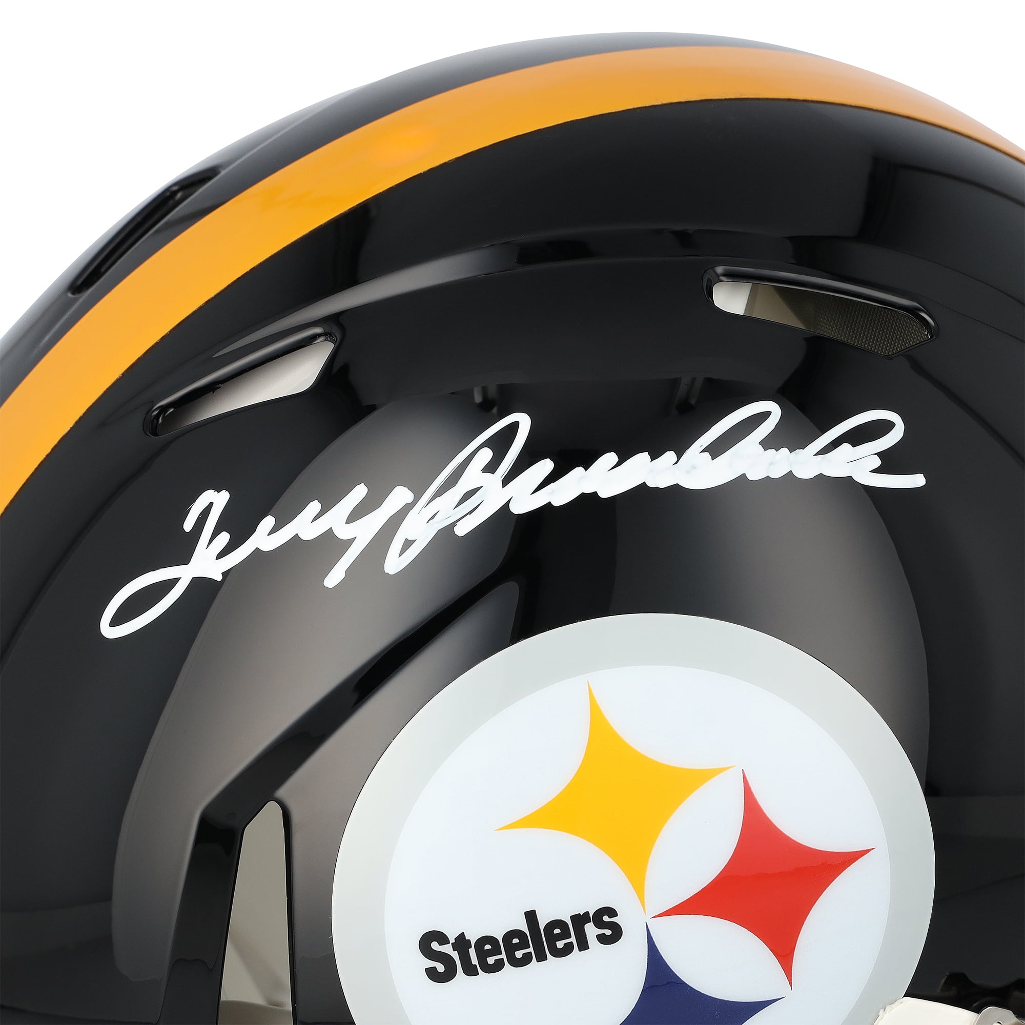 Casque Riddell authentique rétro Speed ​​1963-1976 autographié par Terry Bradshaw, des Steelers de Pittsburgh
