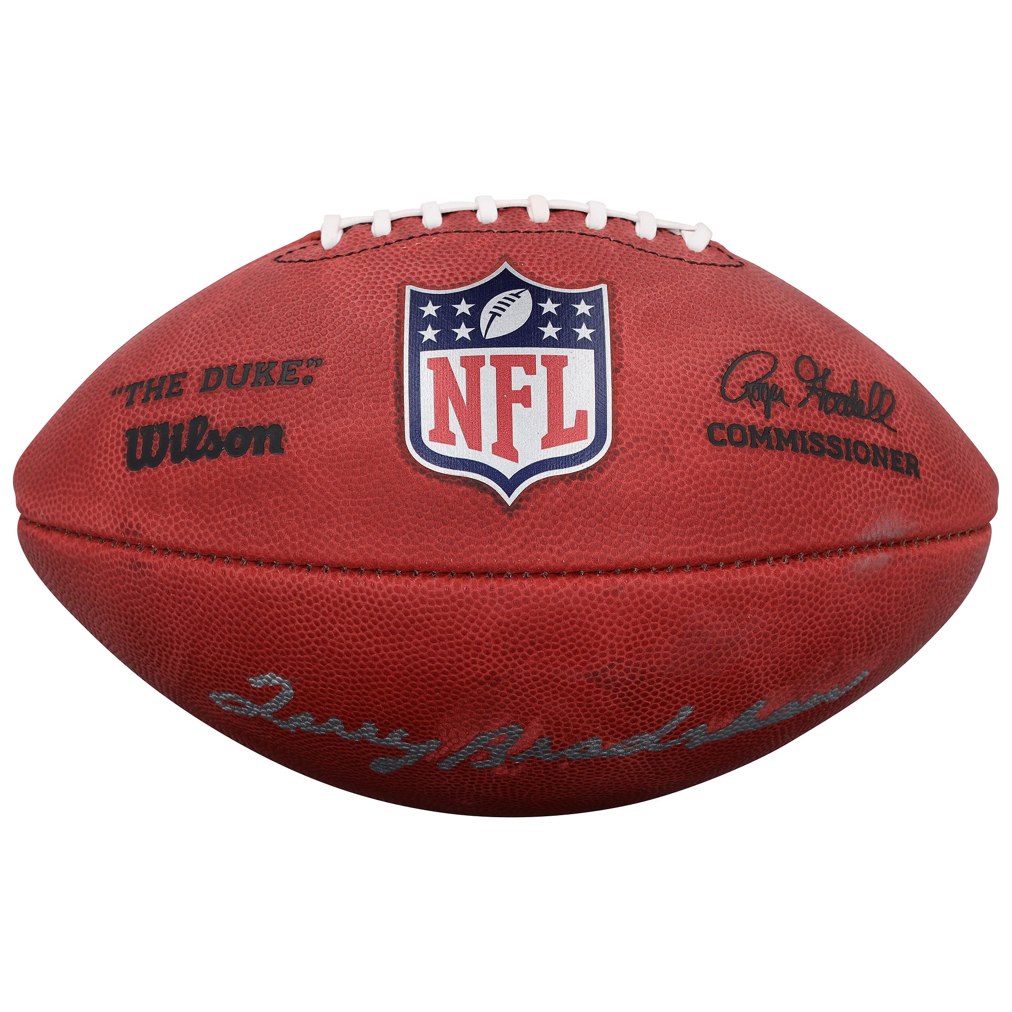 Ballon de football Wilson Duke en couleur, autographié par Terry Bradshaw (Pittsburgh Steelers).