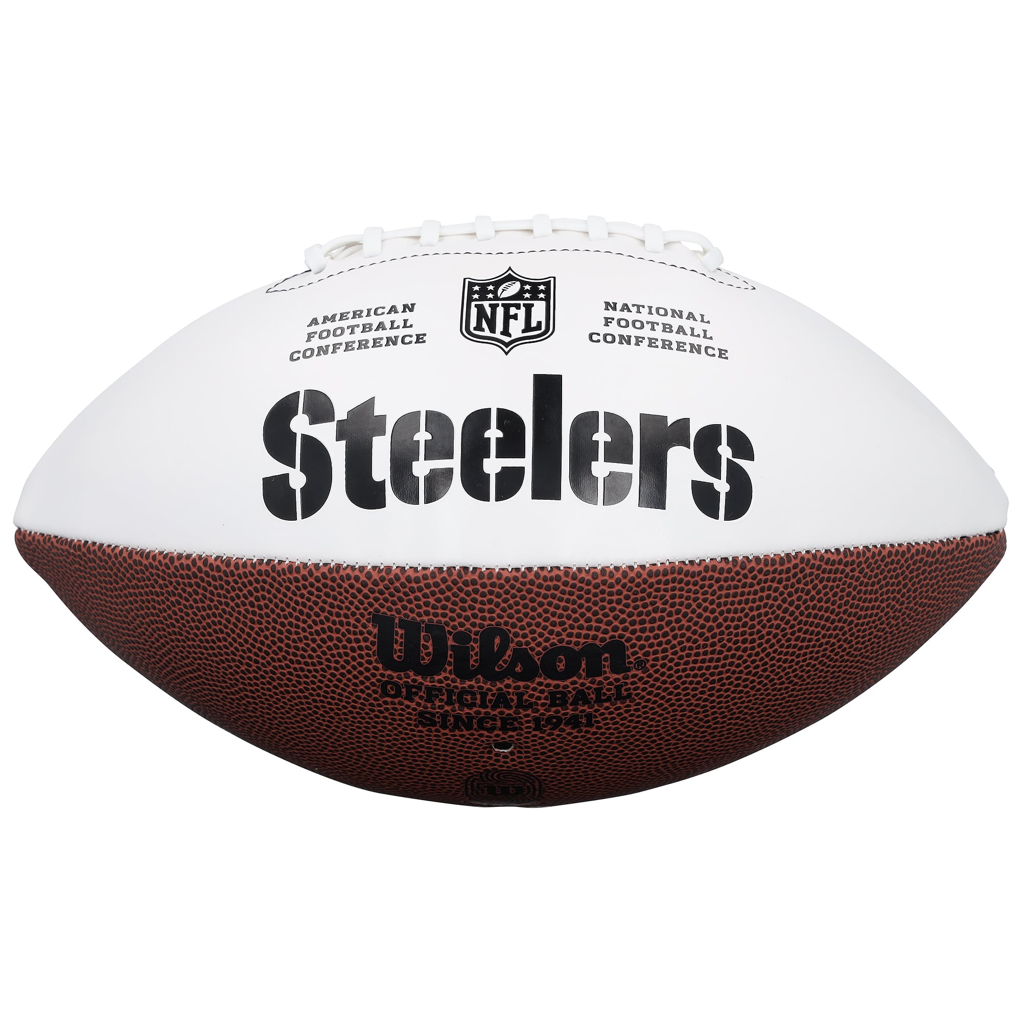 Ballon de football Wilson à panneau blanc autographié par Terry Bradshaw, des Steelers de Pittsburgh