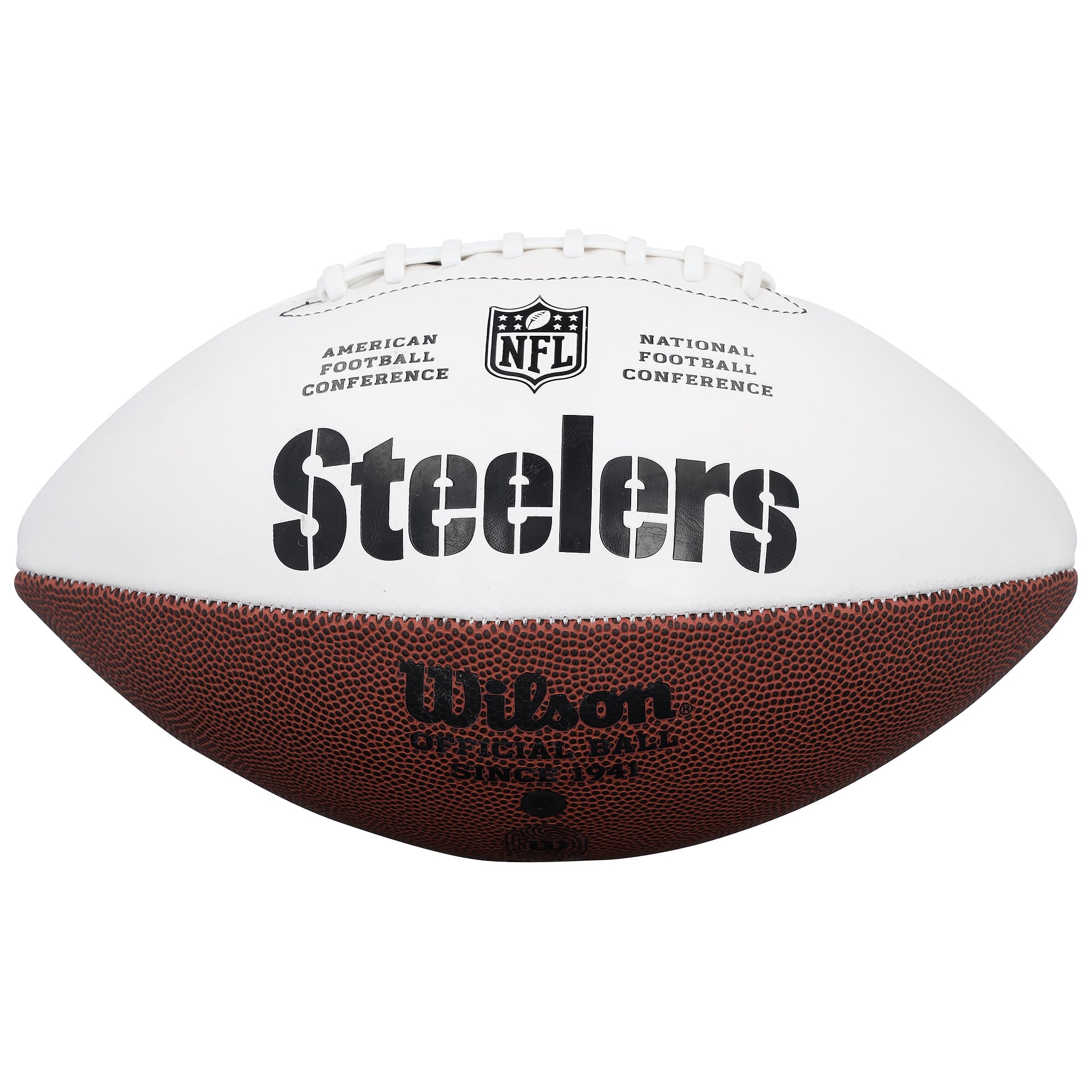 Ballon de football Wilson White Panel autographié par Terry Bradshaw des Steelers de Pittsburgh avec inscription « HOF 89 »
