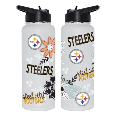 Pittsburgh Steelers The Memory Company 34oz. Flowers Stainless Steel Quencher Bottle