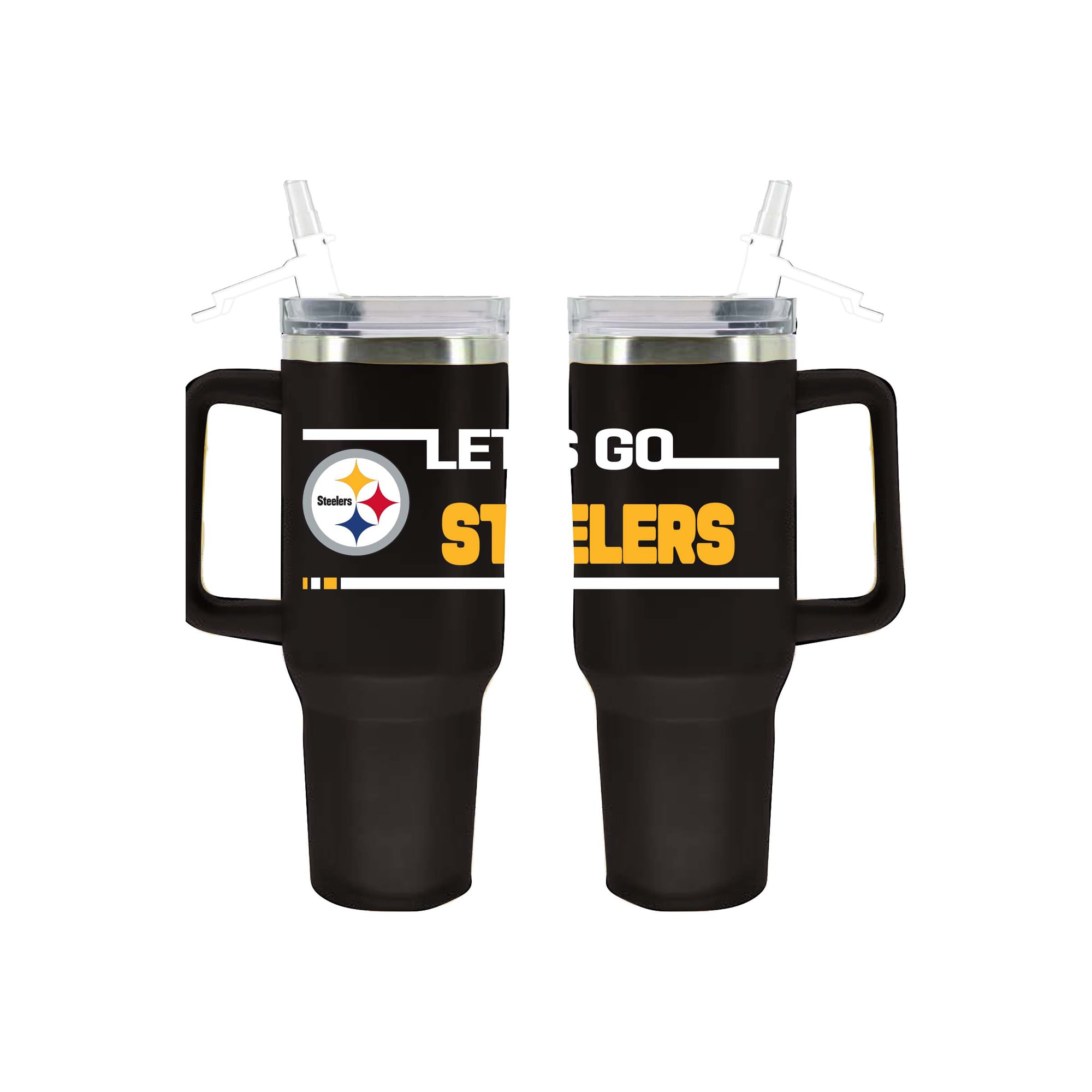Gobelet isotherme Pittsburgh Steelers de 1,2 L (40 oz) en acier inoxydable aux couleurs de l'équipe, avec paille rabattable, de The Memory Company.