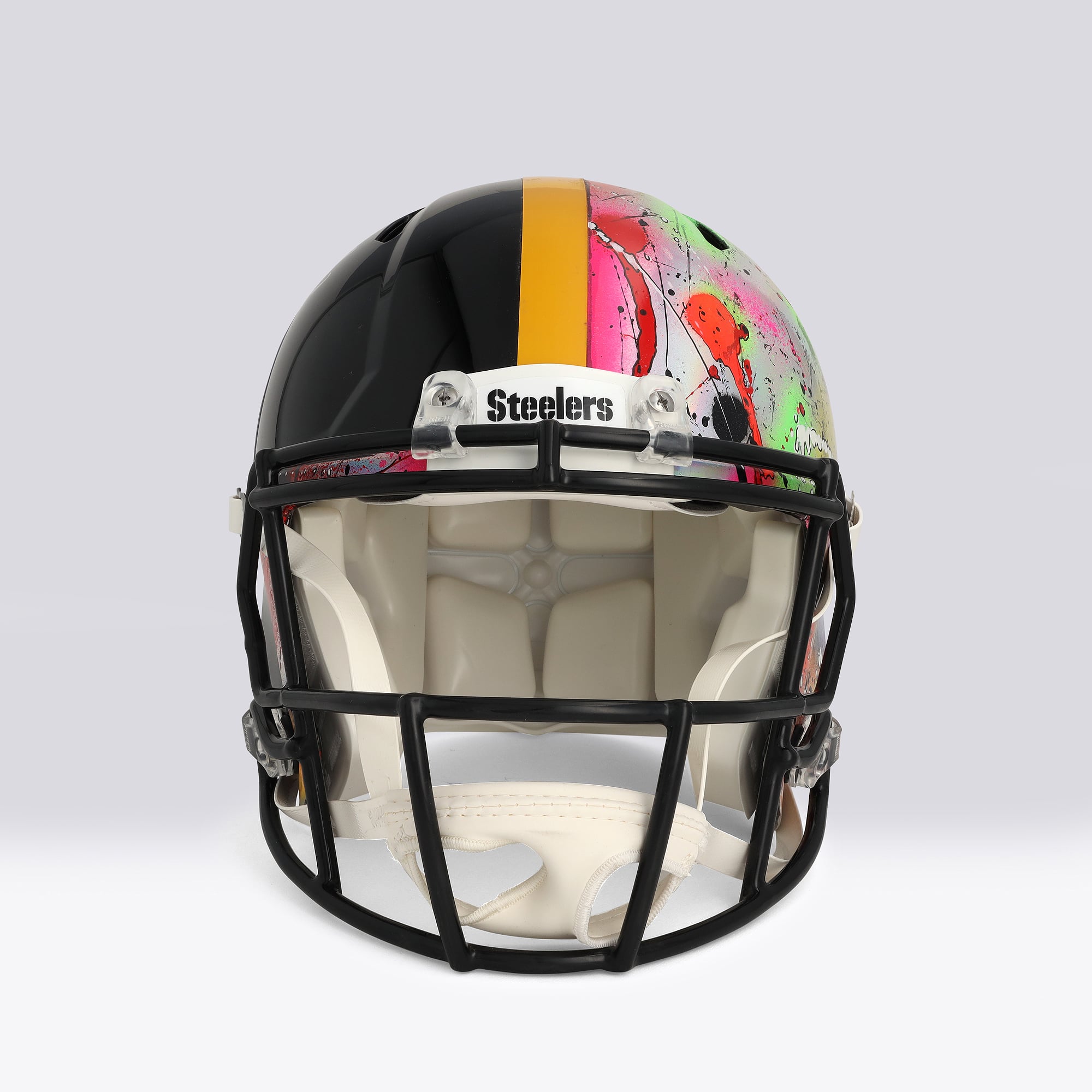 Casque Riddell Speed ​​Authentic autographié par T.J. Watt des Steelers de Pittsburgh - Illustration de Shawn Voelker - NF70444456