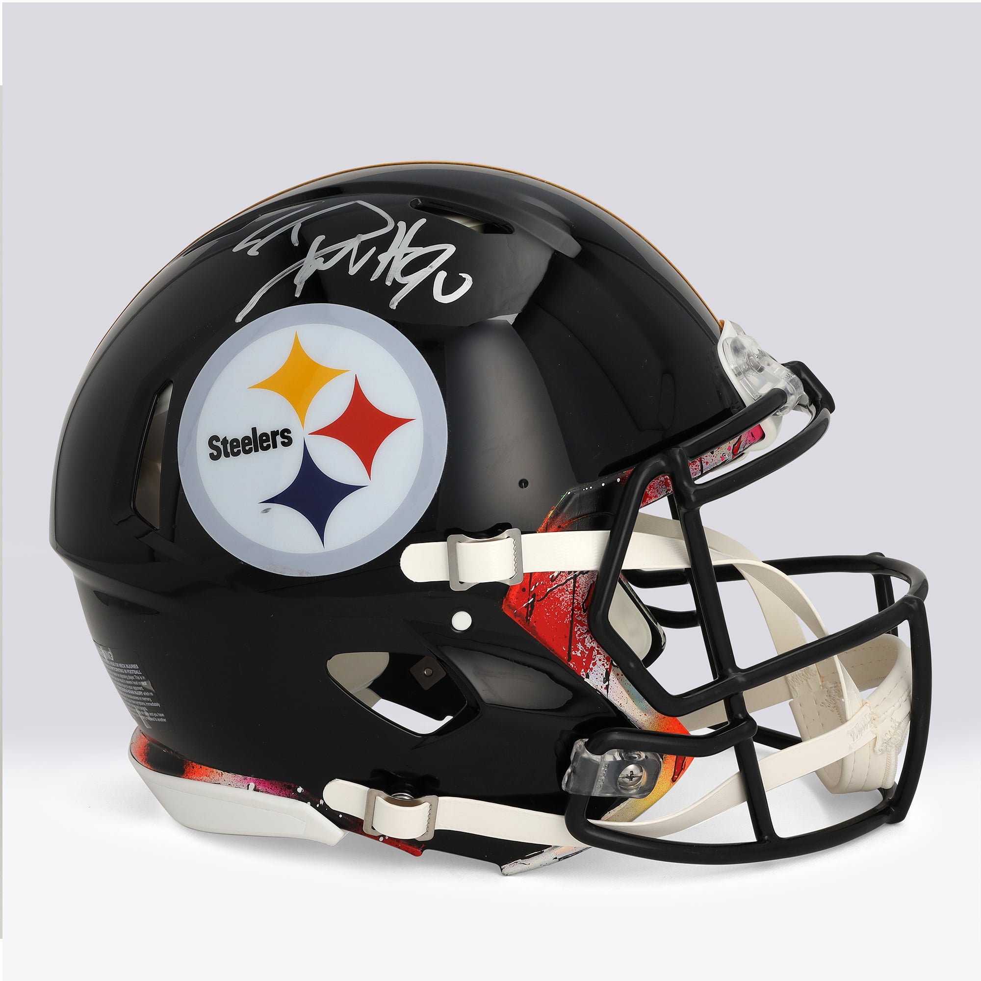 Casque Riddell Speed ​​Authentic autographié par T.J. Watt des Steelers de Pittsburgh - Illustration de Shawn Voelker - NF70444456