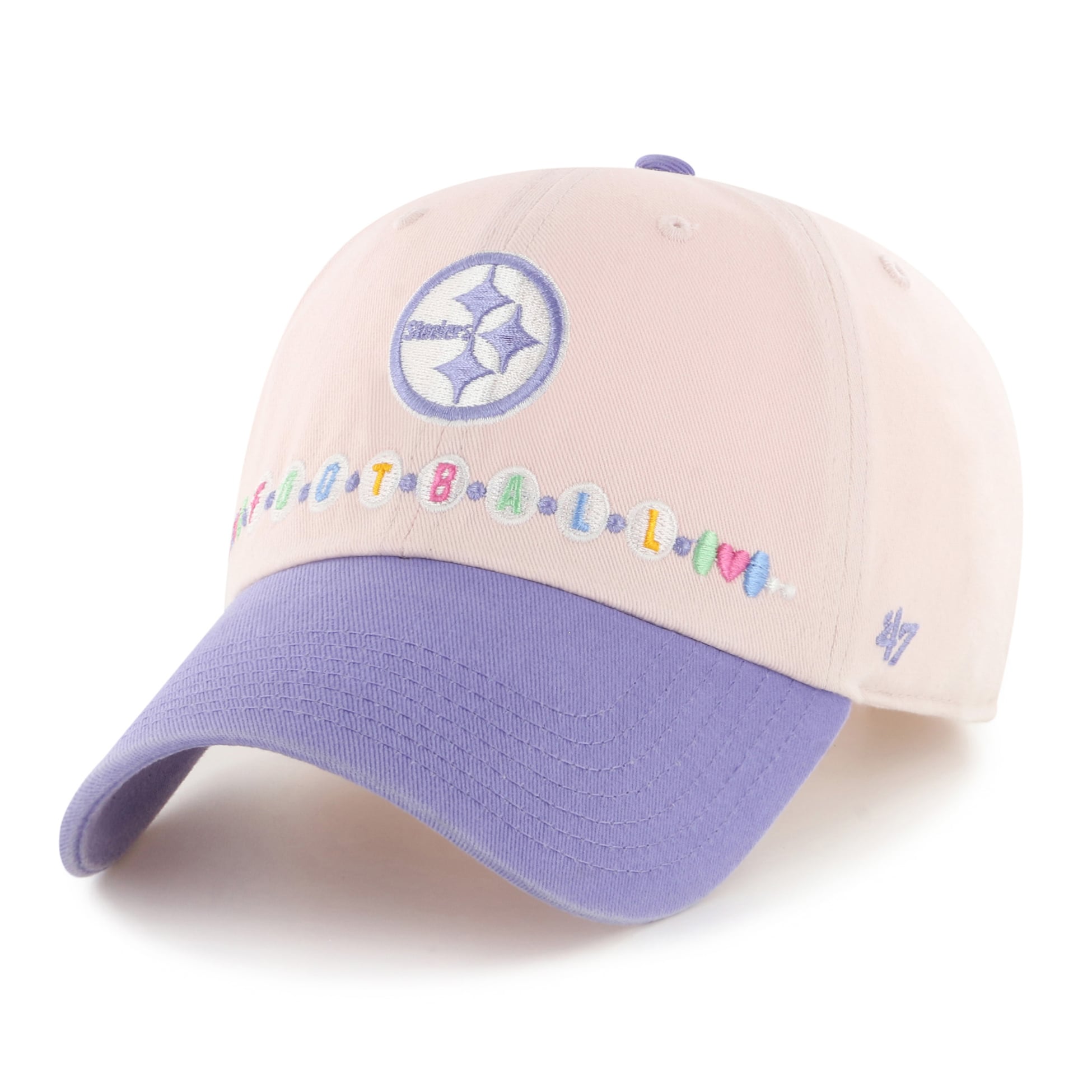 Chapeau ajustable Pittsburgh Steelers Friendship Clean Up pour tout-petit, rose clair/violet clair, numéro 47