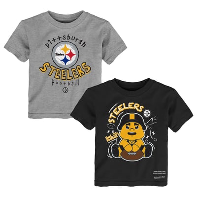  Pittsburgh Steelers Mitchell & Ness Toddler Two-Pack Sketched Up T-Shirt Set  - Black/Gray