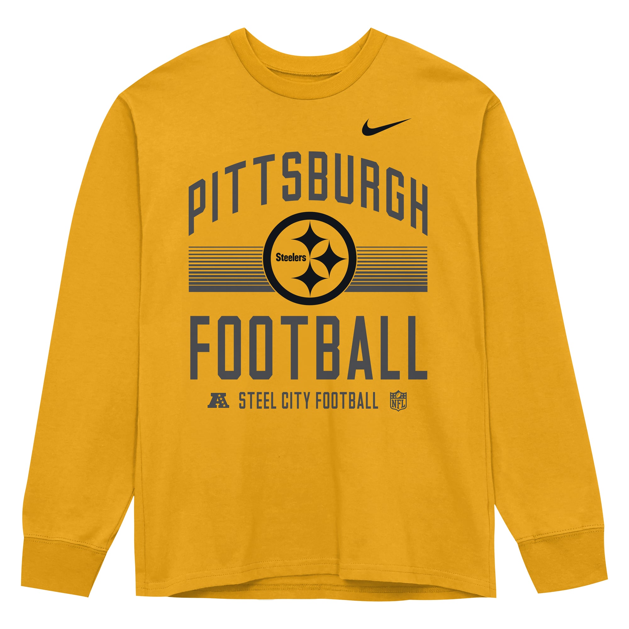 T-shirt à manches longues Nike Essential Pittsburgh Steelers doré pour tout-petit