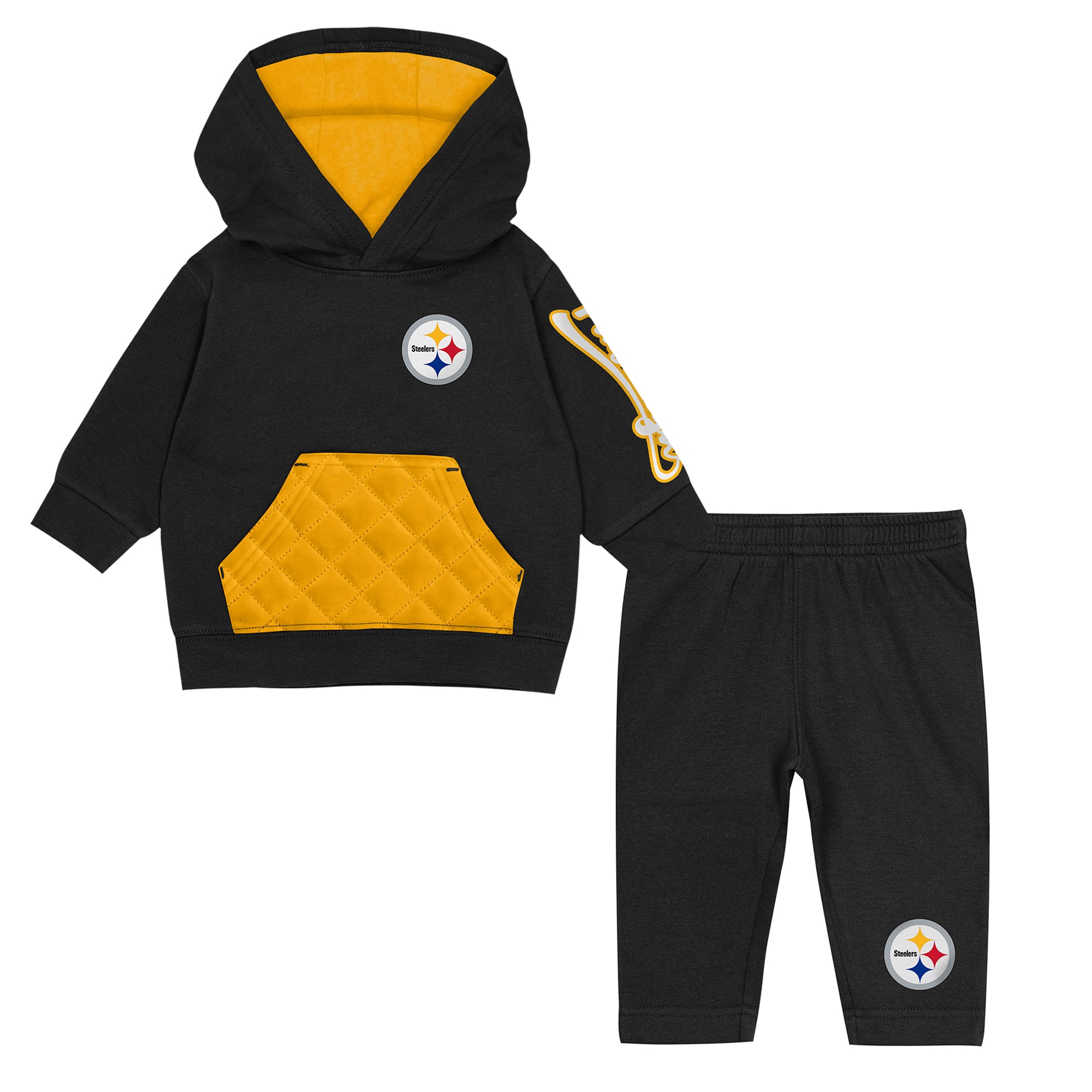 Toddler Outerstuff Black Pittsburgh Steelers Drive Stopper Hoodie & Pants Fleece Set