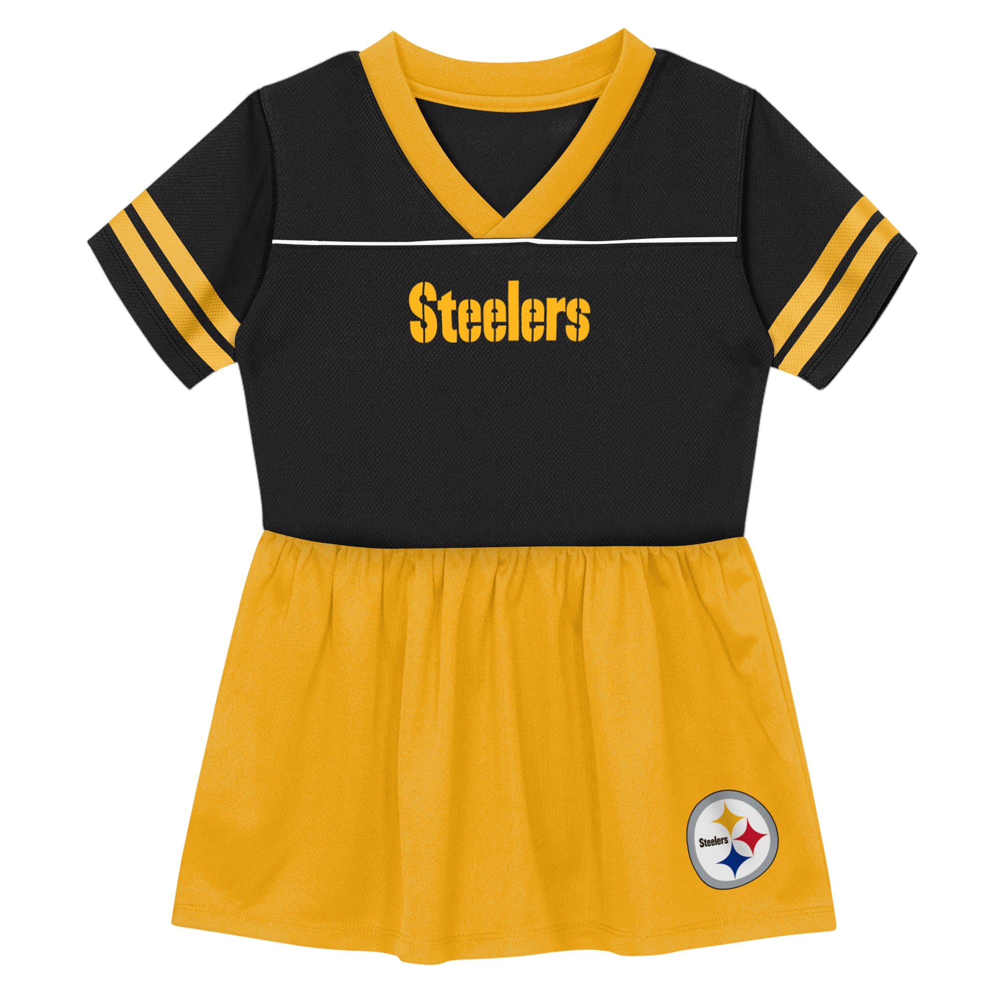 Toddler Outerstuff Black Pittsburgh Steelers Stadium Lights V-Neck Fashion Football Jersey Dress
