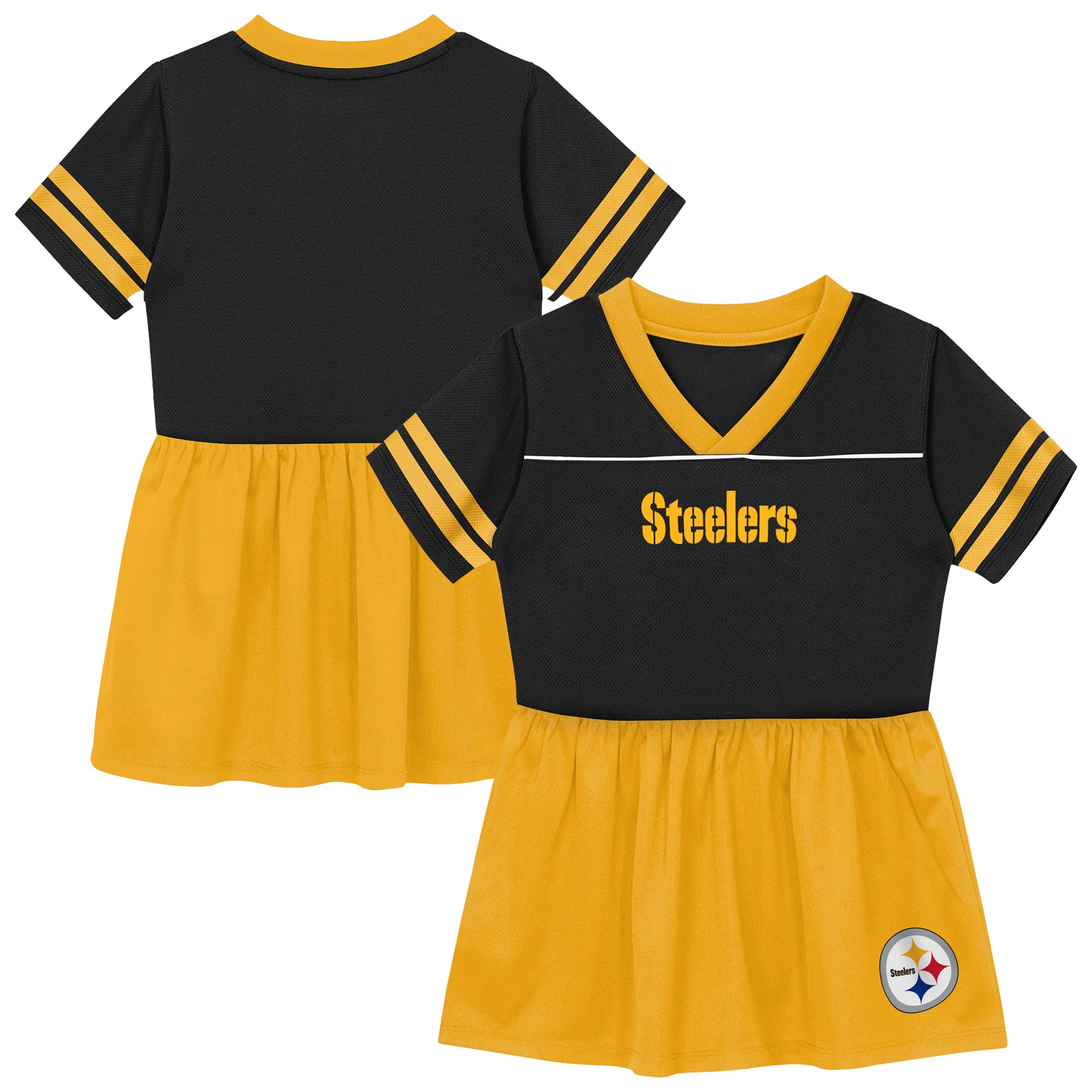 Toddler Outerstuff  Black Pittsburgh Steelers Stadium Lights V-Neck Fashion Football Jersey Dress