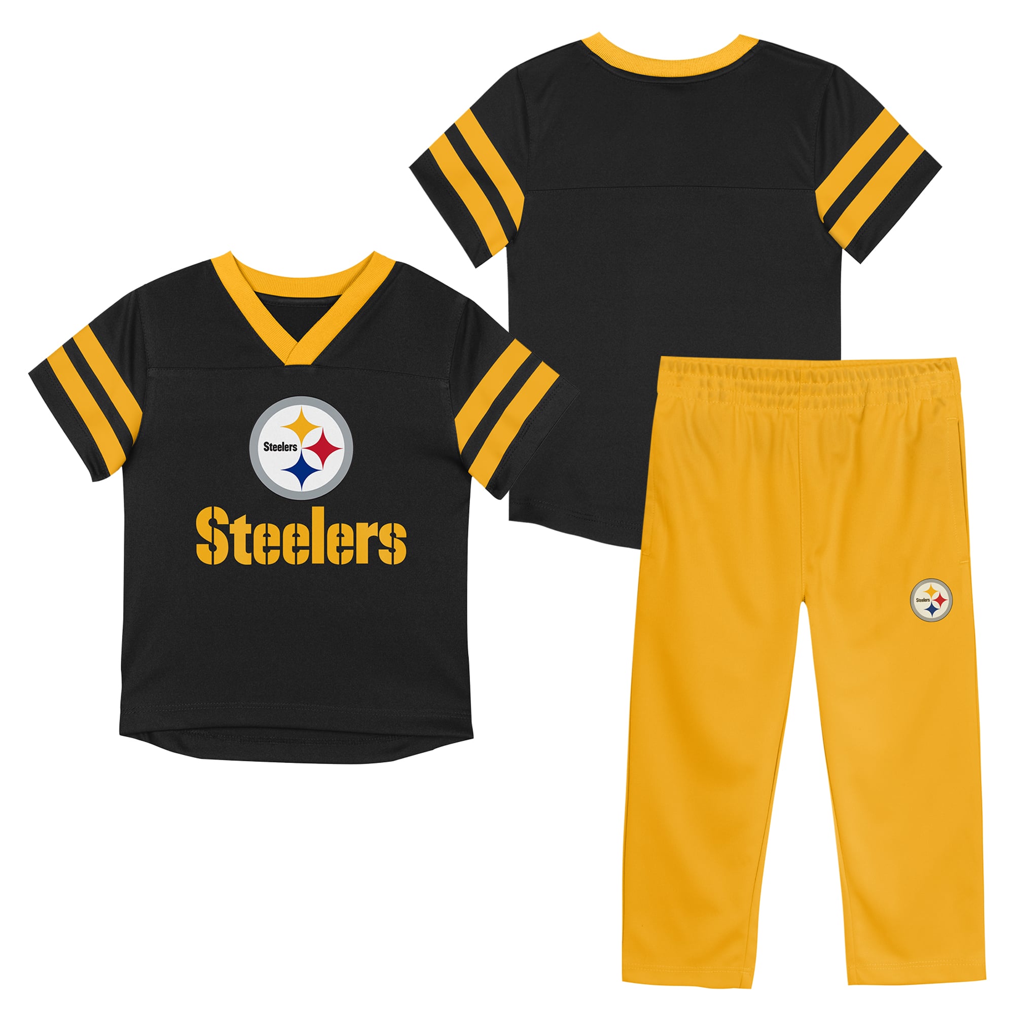 Ensemble maillot et pantalon Pittsburgh Steelers Red Zone noir or pour tout-petit Outerstuff