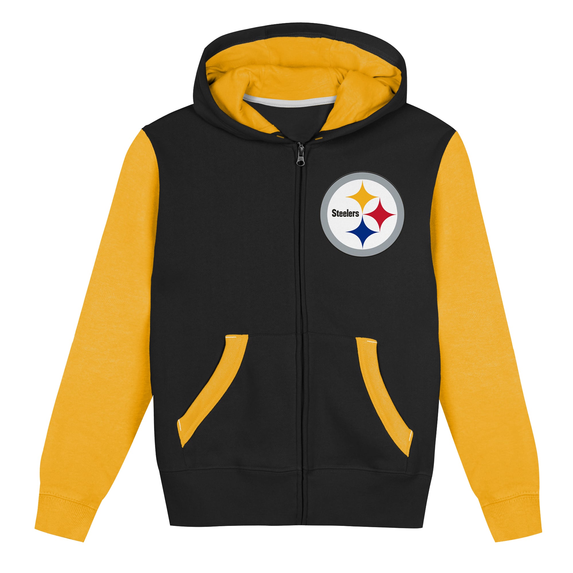 Sweat à capuche zippé Outerstuff noir et or Pittsburgh Steelers Stadium pour tout-petit