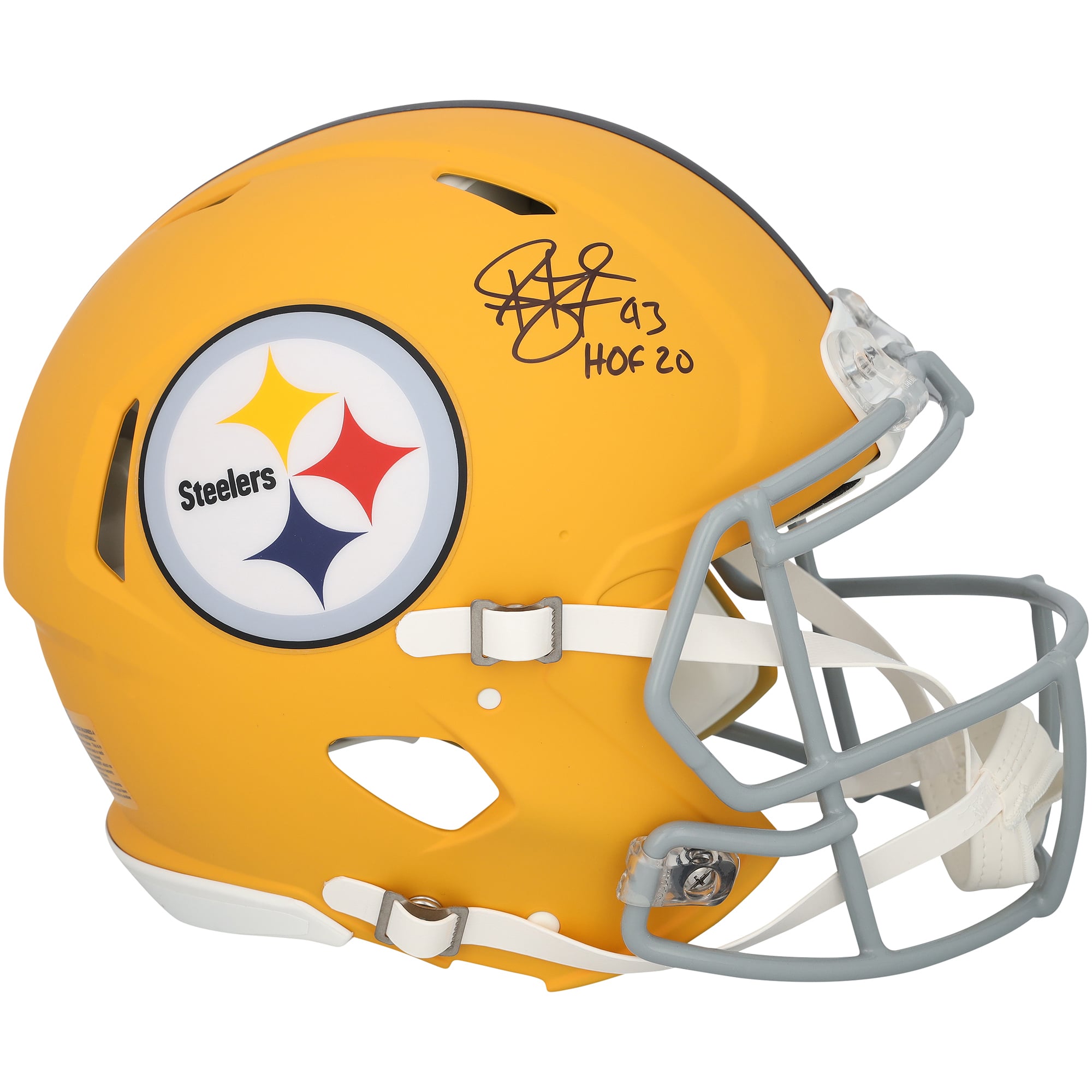 Casque Riddell Alternate Speed ​​Authentic 2025 autographié par Troy Polamalu des Steelers de Pittsburgh avec inscription « HOF 20 ».