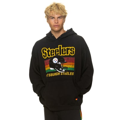 Pittsburgh Steelers Aviator Nation Unisex Relaxed Tri-Blend Hoodie - Black