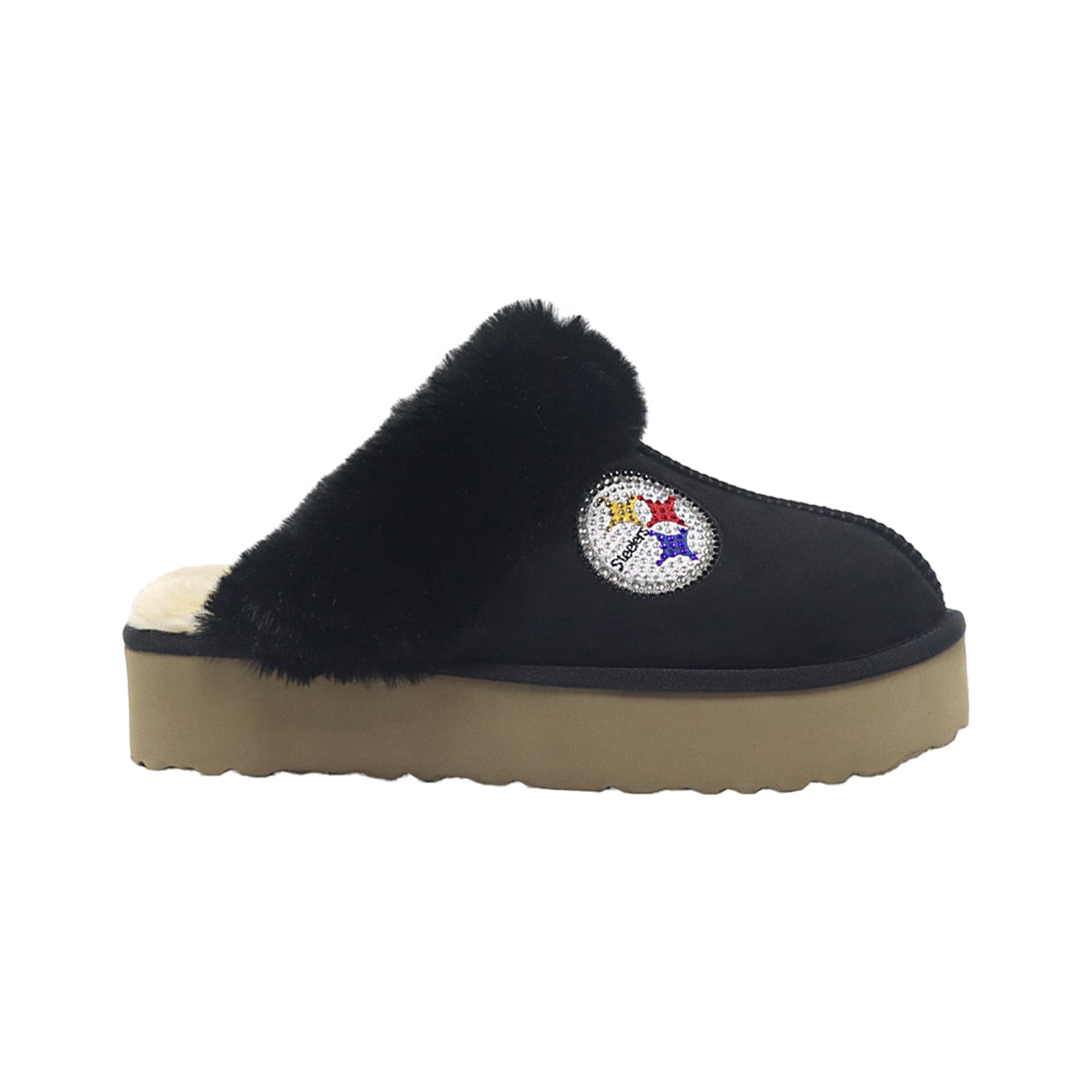 Pantoufles unisexes FABGATING by Cuce noires aux couleurs de l'équipe des Steelers Pittsburgh