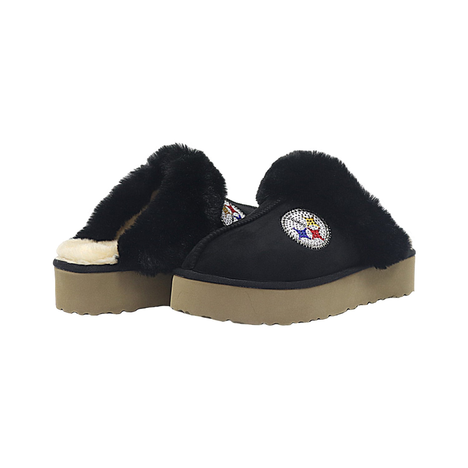 Pantoufles unisexes FABGATING by Cuce noires aux couleurs de l'équipe des Steelers Pittsburgh