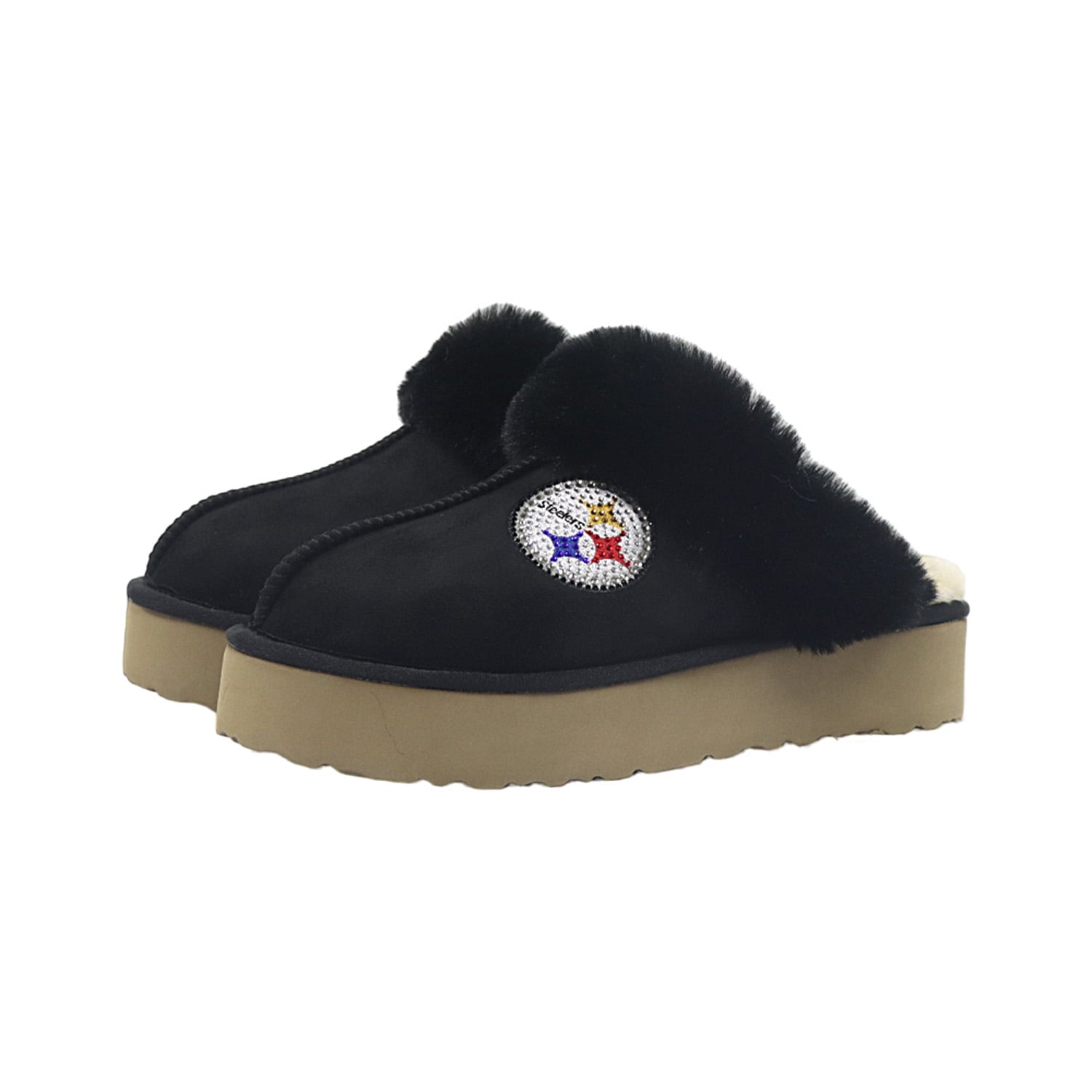 Pantoufles unisexes FABGATING by Cuce noires aux couleurs de l'équipe des Steelers Pittsburgh