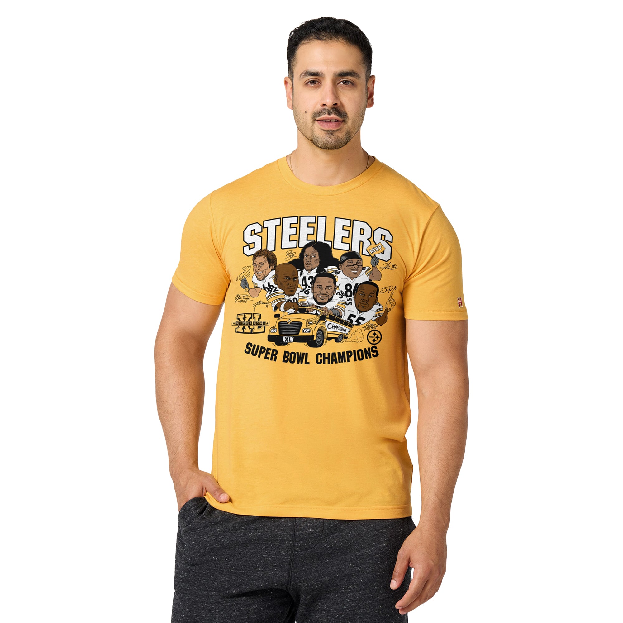 T-shirt unisexe hommage doré Pittsburgh Steelers Super Bowl