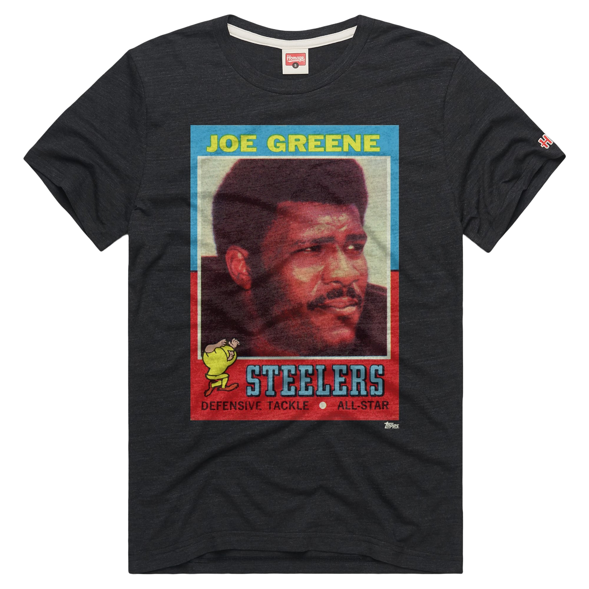 Unisex Homage Joe Greene Charcoal Pittsburgh Steelers NFL Topps Trading Card Tri-Blend T-Shirt