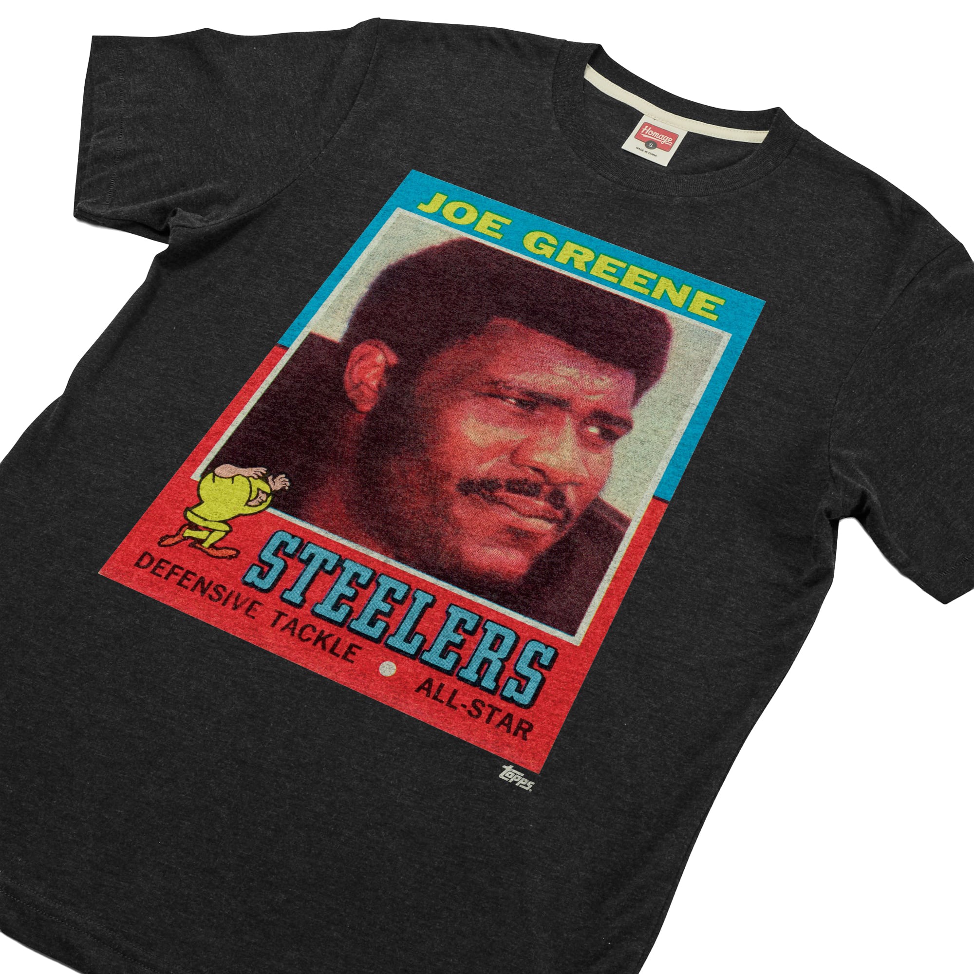 Unisex Homage Joe Greene Charcoal Pittsburgh Steelers NFL Topps Trading Card Tri-Blend T-Shirt
