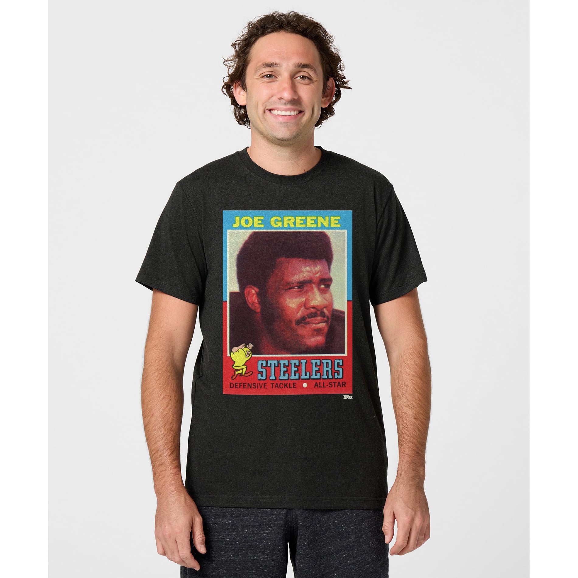 Unisex Homage Joe Greene Charcoal Pittsburgh Steelers NFL Topps Trading Card Tri-Blend T-Shirt