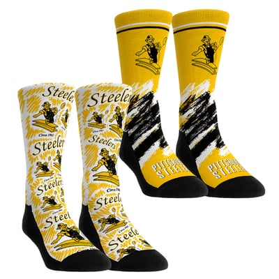  Pittsburgh Steelers Rock Em Unisex Throwback Two-Pack Crew Socks Set - Black