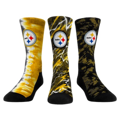 Pittsburgh Steelers Rock Em Unisex Team Tones Three-Pack Crew Socks
