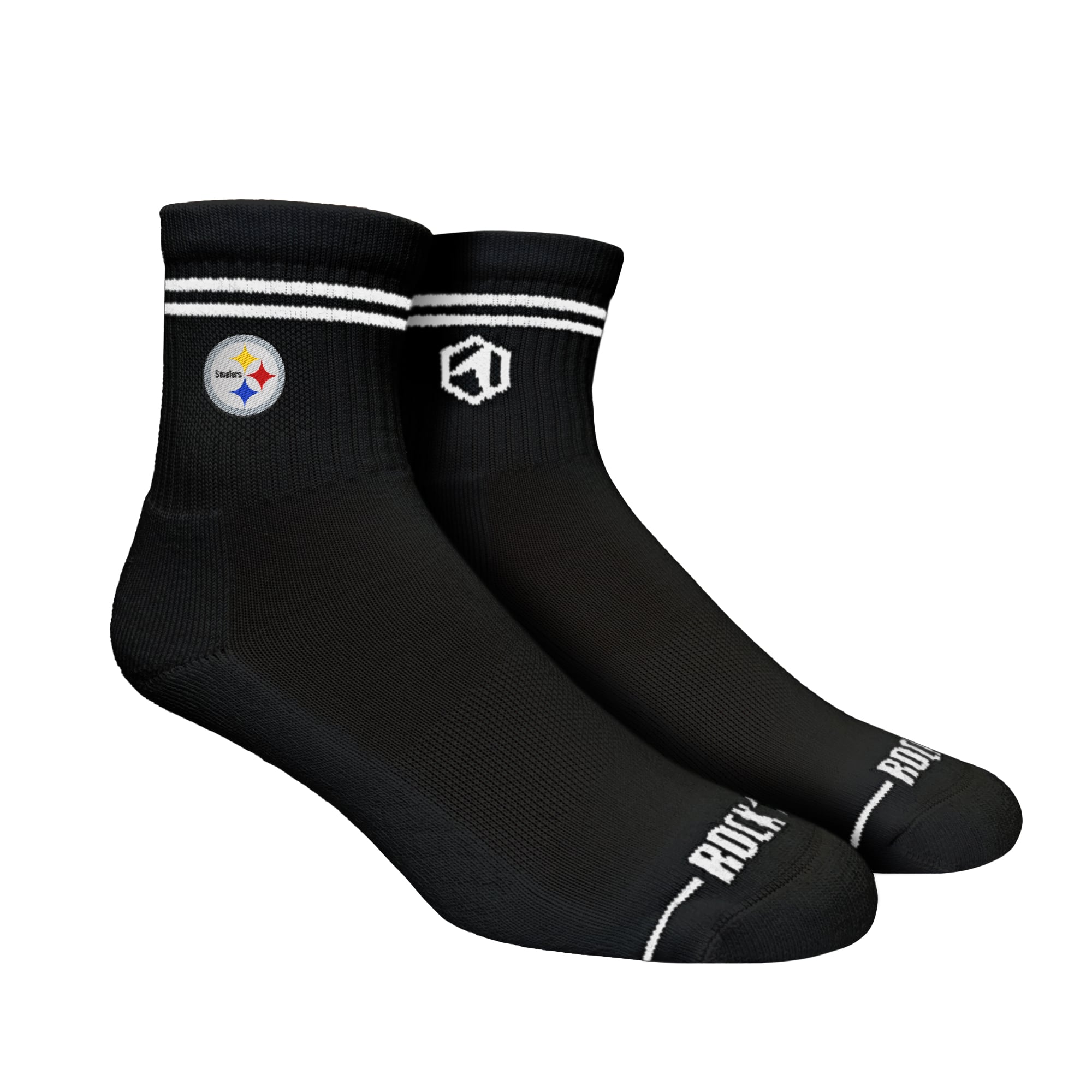 Chaussettes unisexes Rock Em Socks Pittsburgh Steelers à rayures décontractées mi-longueurs