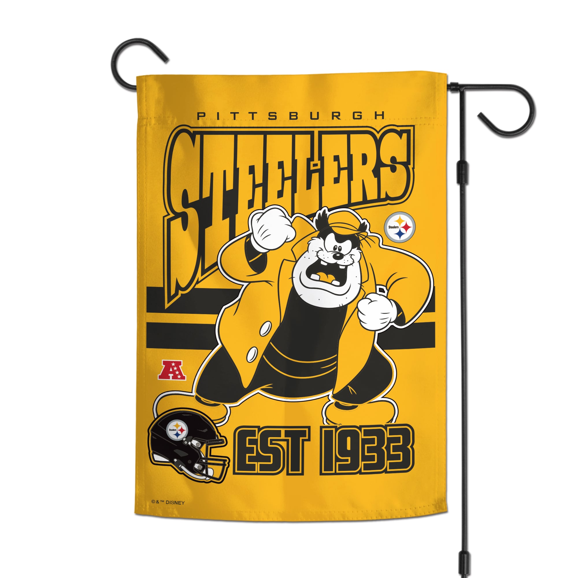 Drapeau de jardin double face WinCraft Pittsburgh Steelers Disney x NFL Pete 12'' x 18''