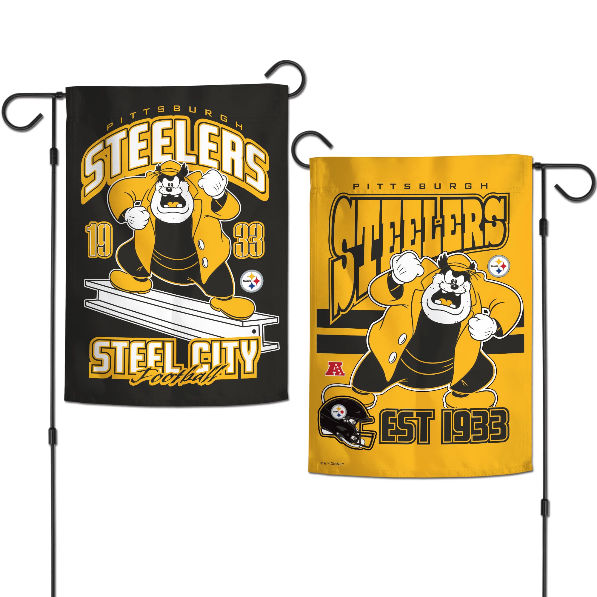 Drapeau de jardin double face WinCraft Pittsburgh Steelers Disney x NFL Pete 12'' x 18''
