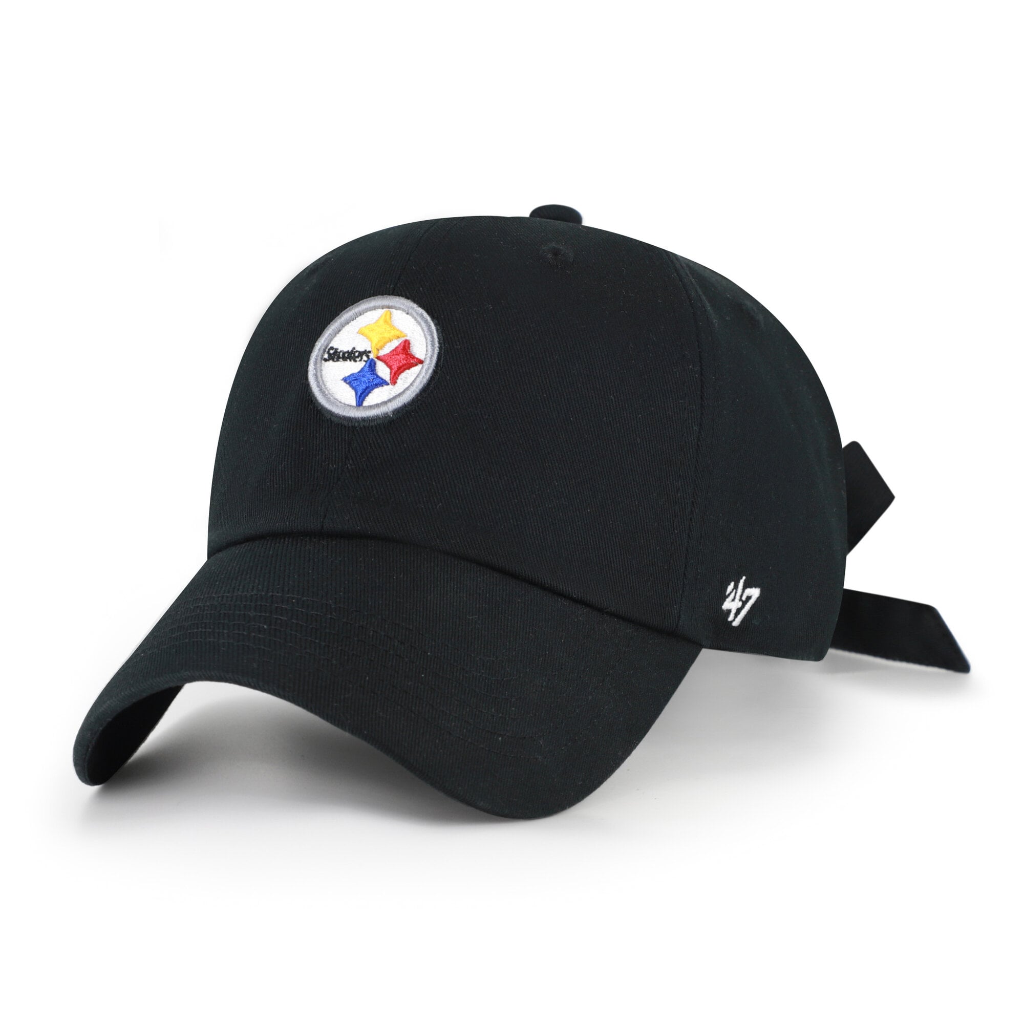 Women's '47 Black Pittsburgh Steelers  Bow Back Clean Up Adjustable Hat