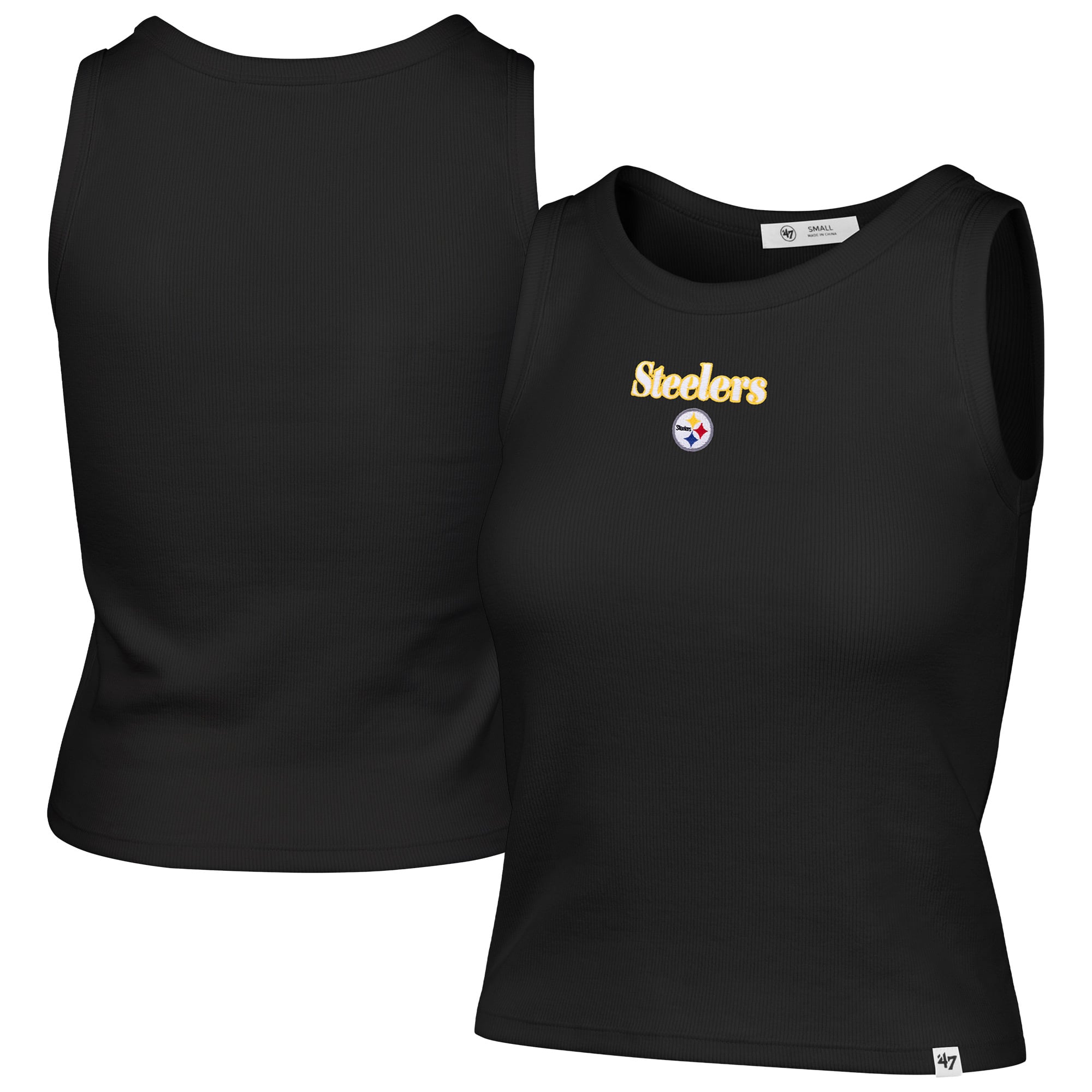 Débardeur court côtelé Pittsburgh Steelers noir pour femme, modèle 47
