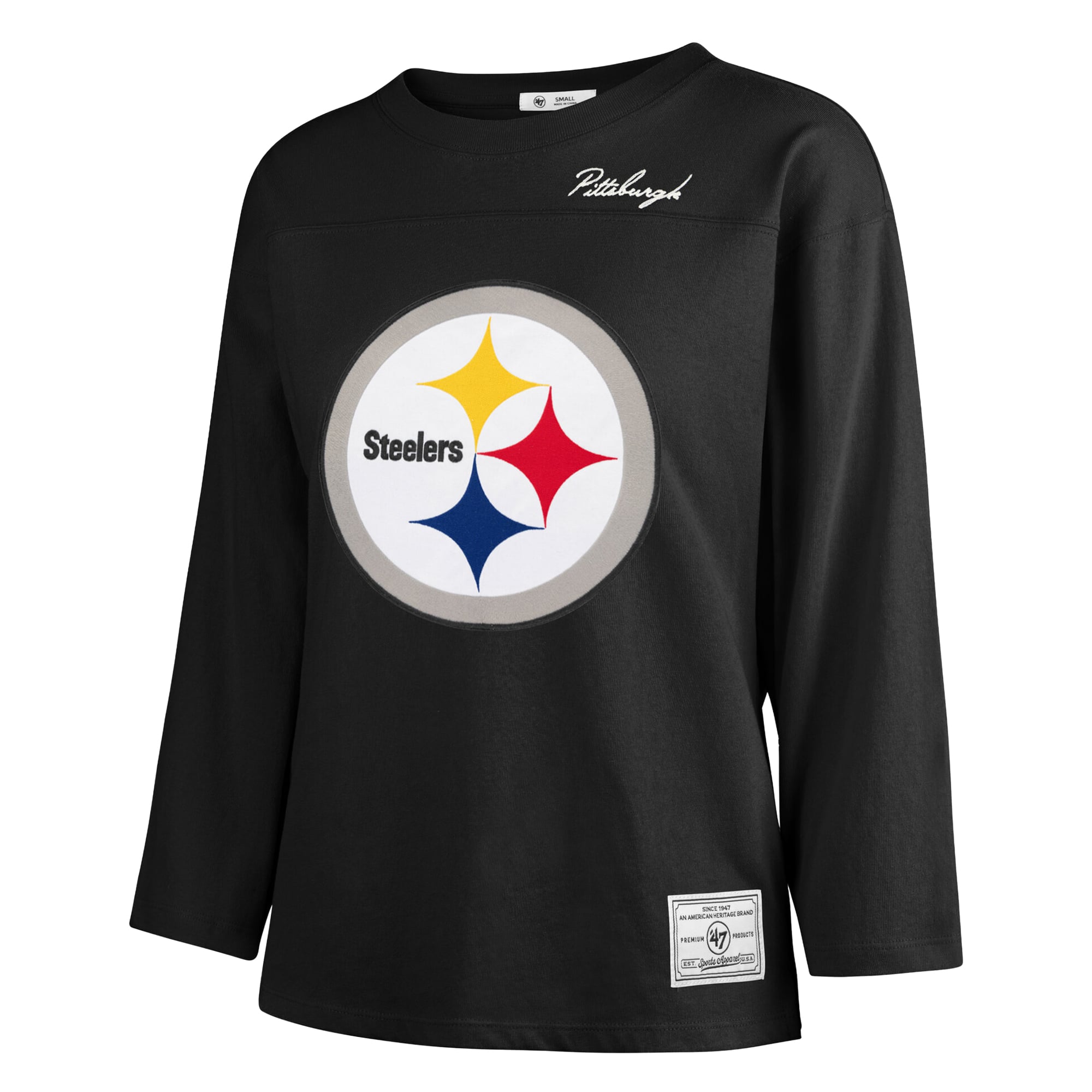 T-shirt à manches longues intemporel Pittsburgh Steelers noir '47' pour femmes