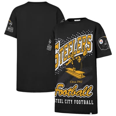  Pittsburgh Steelers '47 Women's Oversized Gemstone Swash T-Shirt Dress - Black
