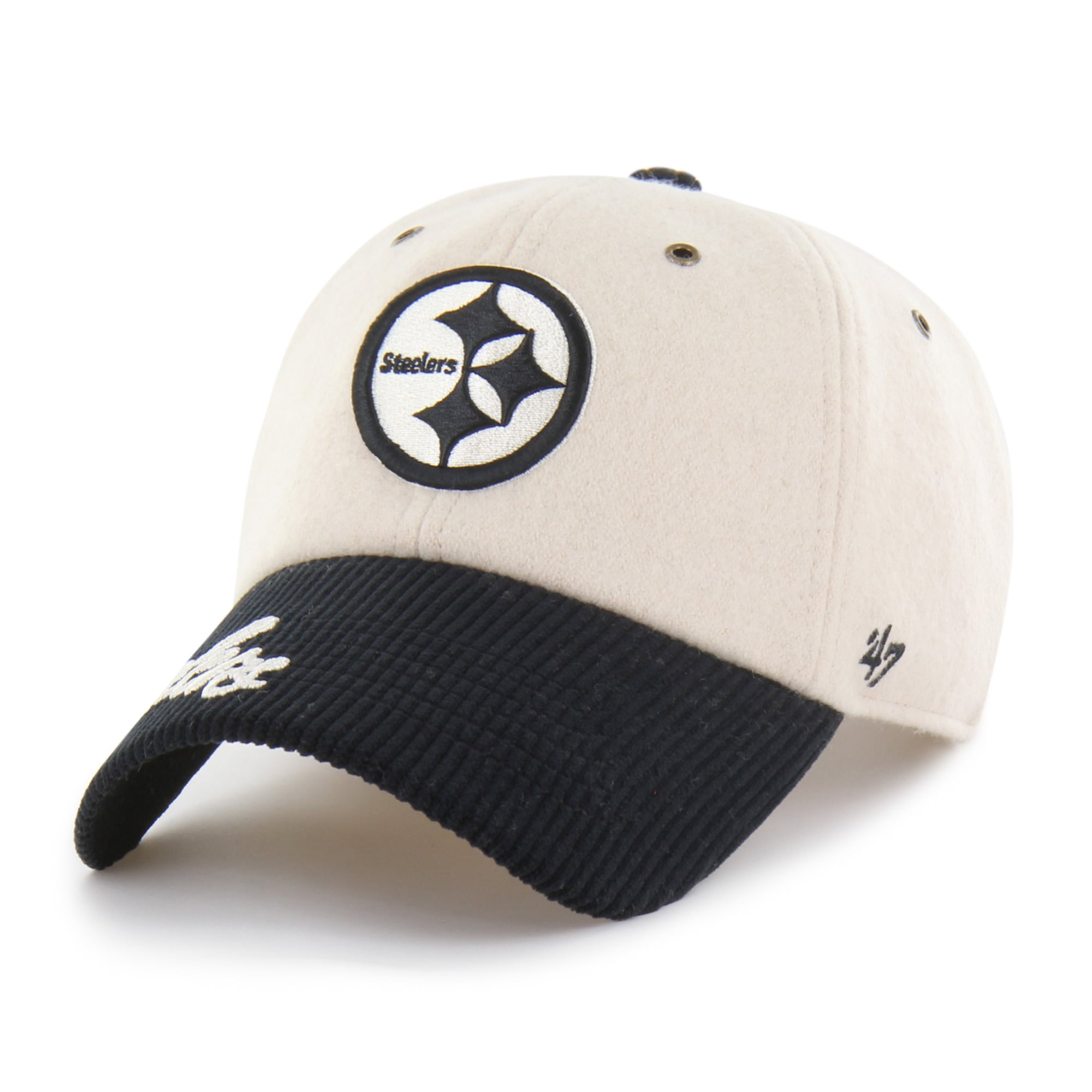 Women's '47 Natural/Black Pittsburgh Steelers Rope Script Clean Up Adjustable Hat
