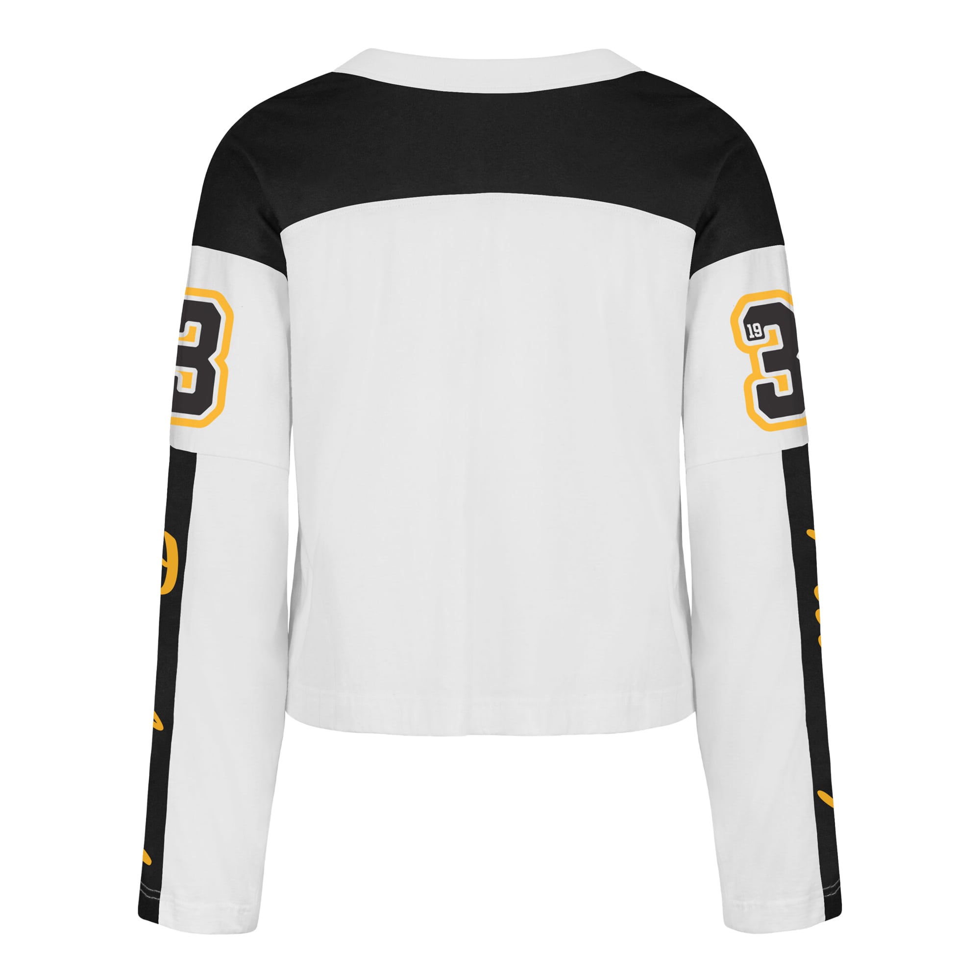T-shirt à manches longues et col en V blanc Pittsburgh Steelers '47 pour femme