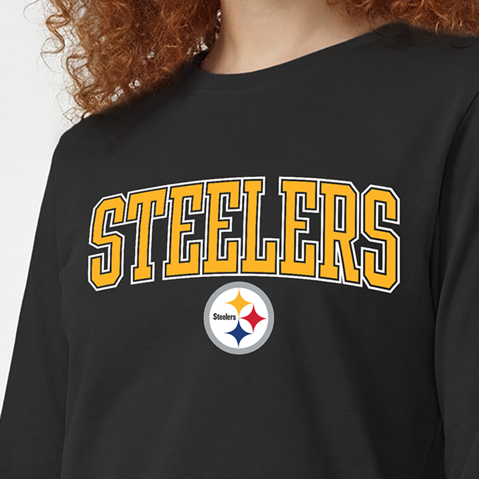 T-shirt à manches longues noir Champion Pittsburgh Steelers Core Logo pour femmes