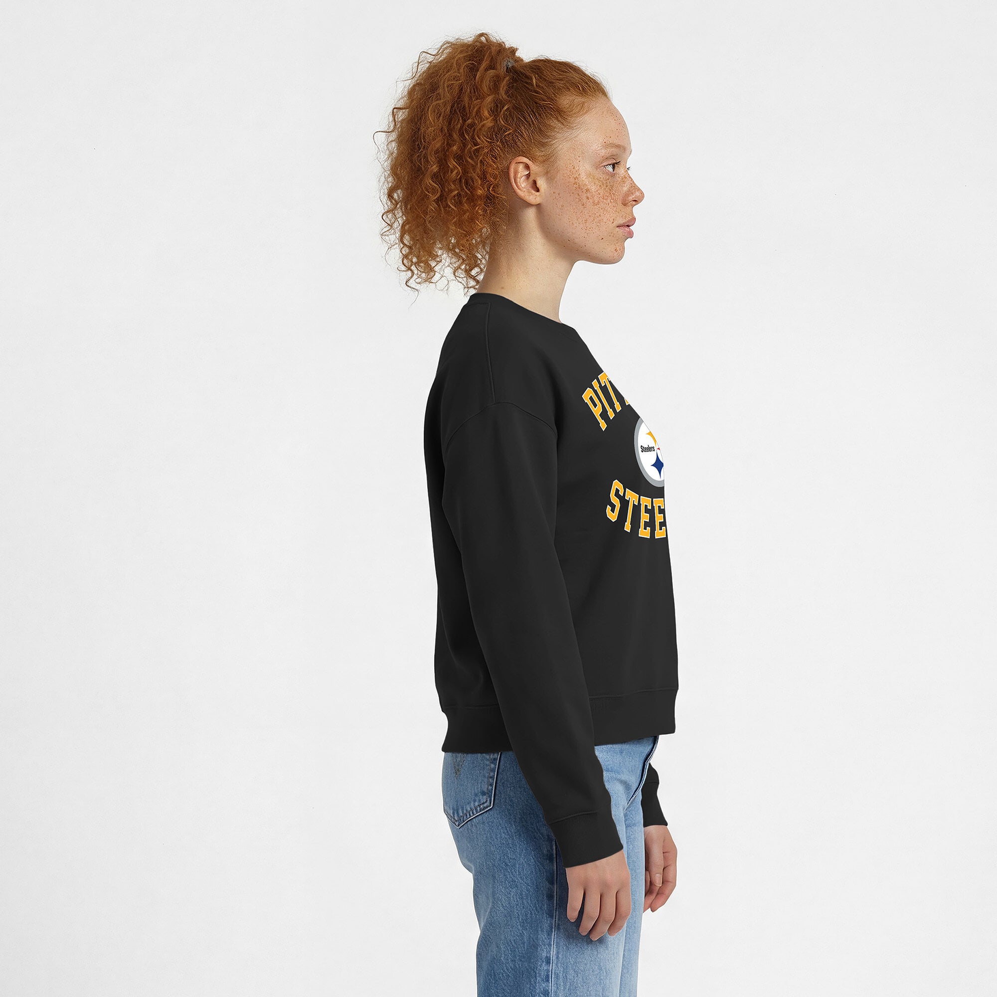 Sweat-shirt Champion noir Pittsburgh Steelers Heart & Soul Powerblend pour femme