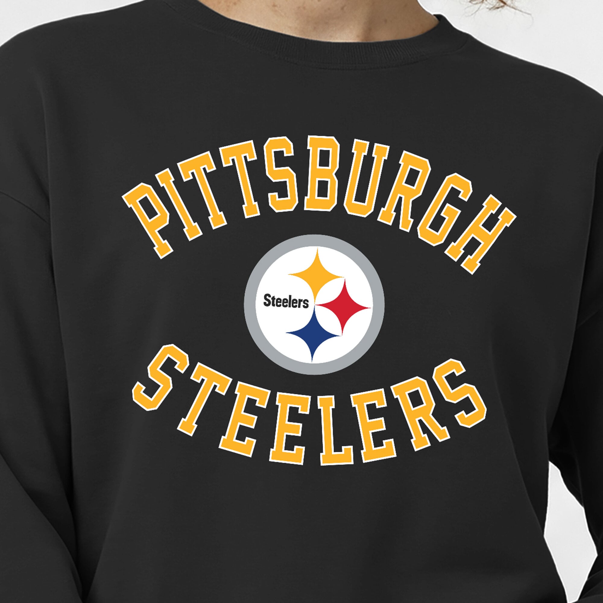 Sweat-shirt Champion noir Pittsburgh Steelers Heart & Soul Powerblend pour femme