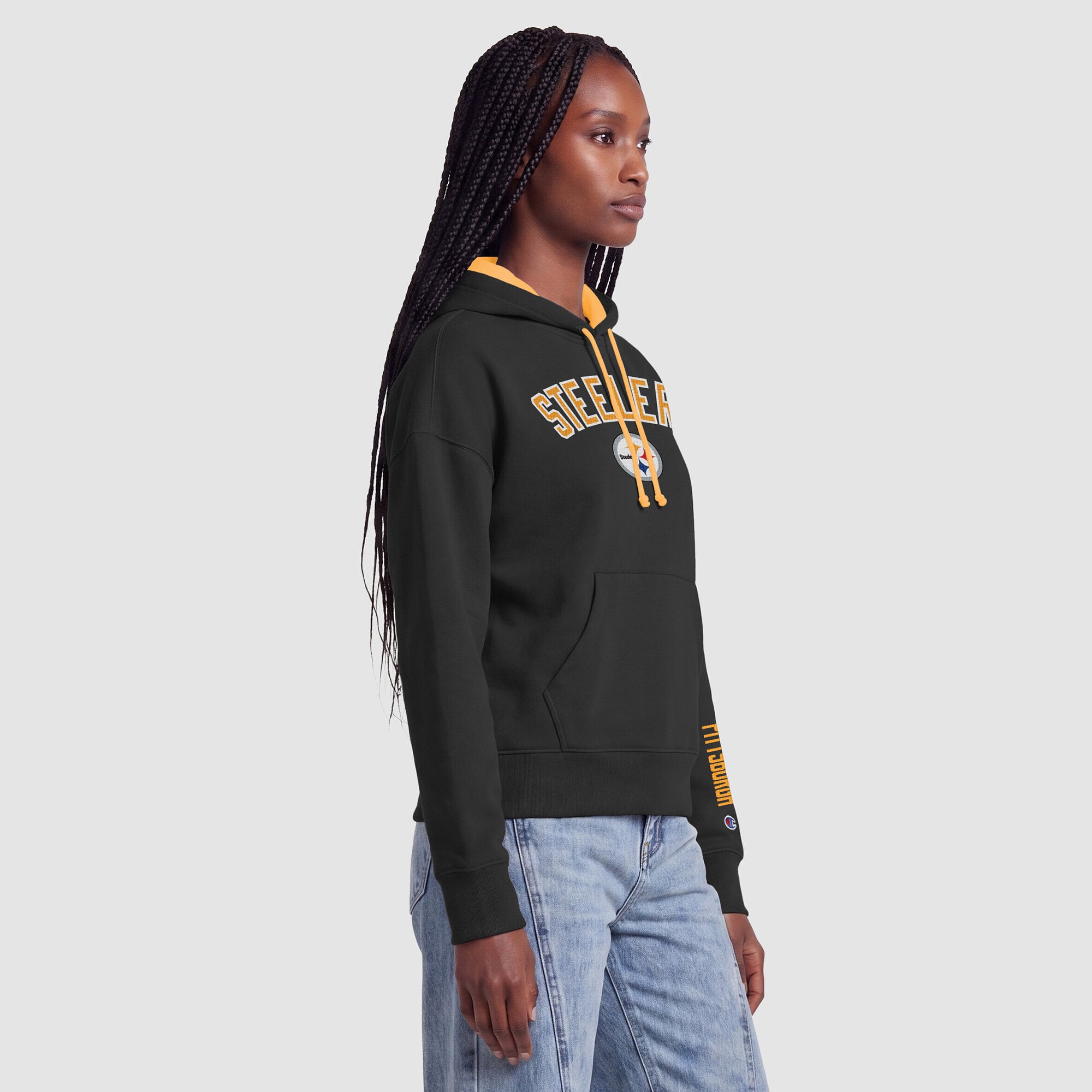 Women's Champion  Black/Gold Pittsburgh Steelers Contrast Liner Hoodie