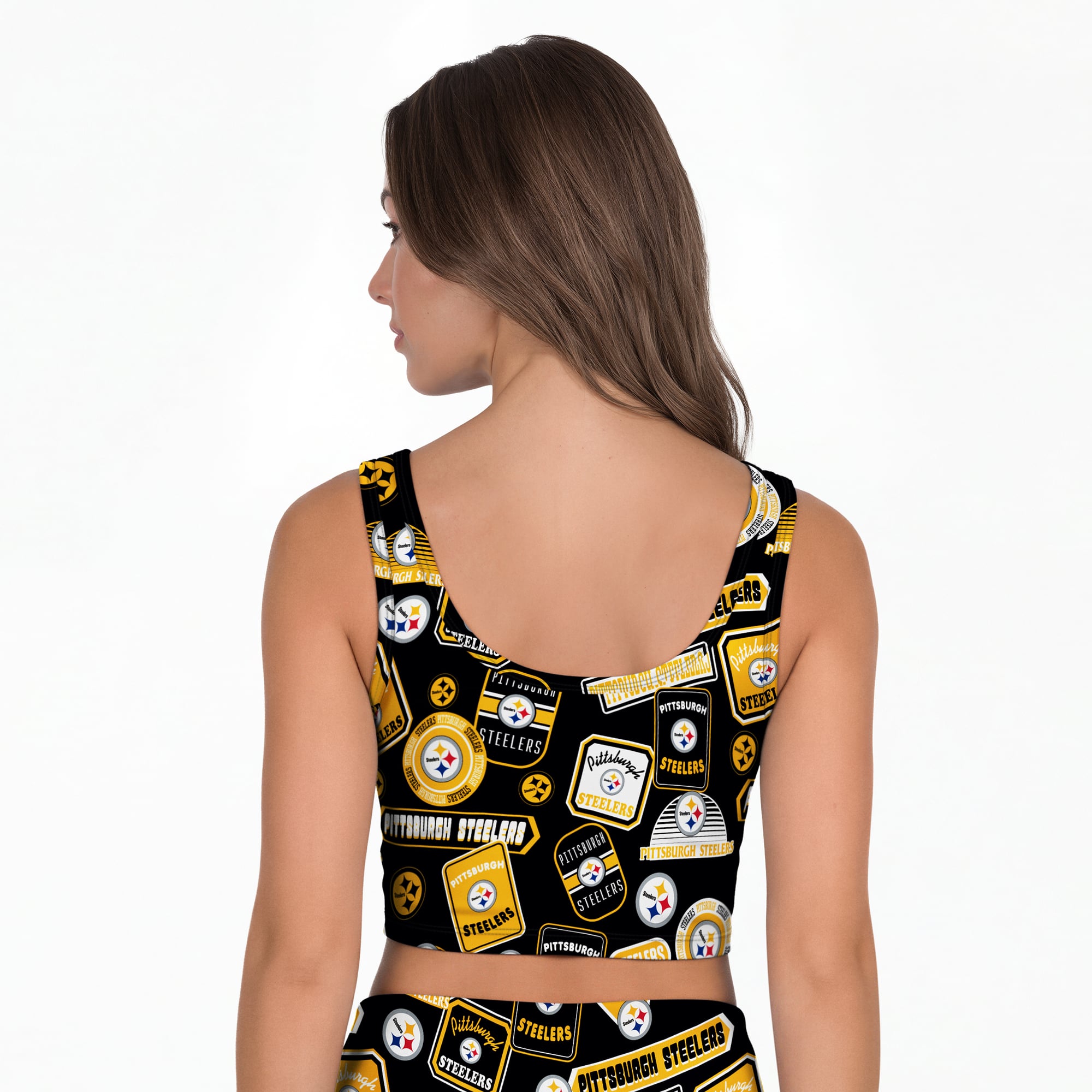 Women's Concepts Sport Black Pittsburgh Steelers Grady Allover Print Bralette