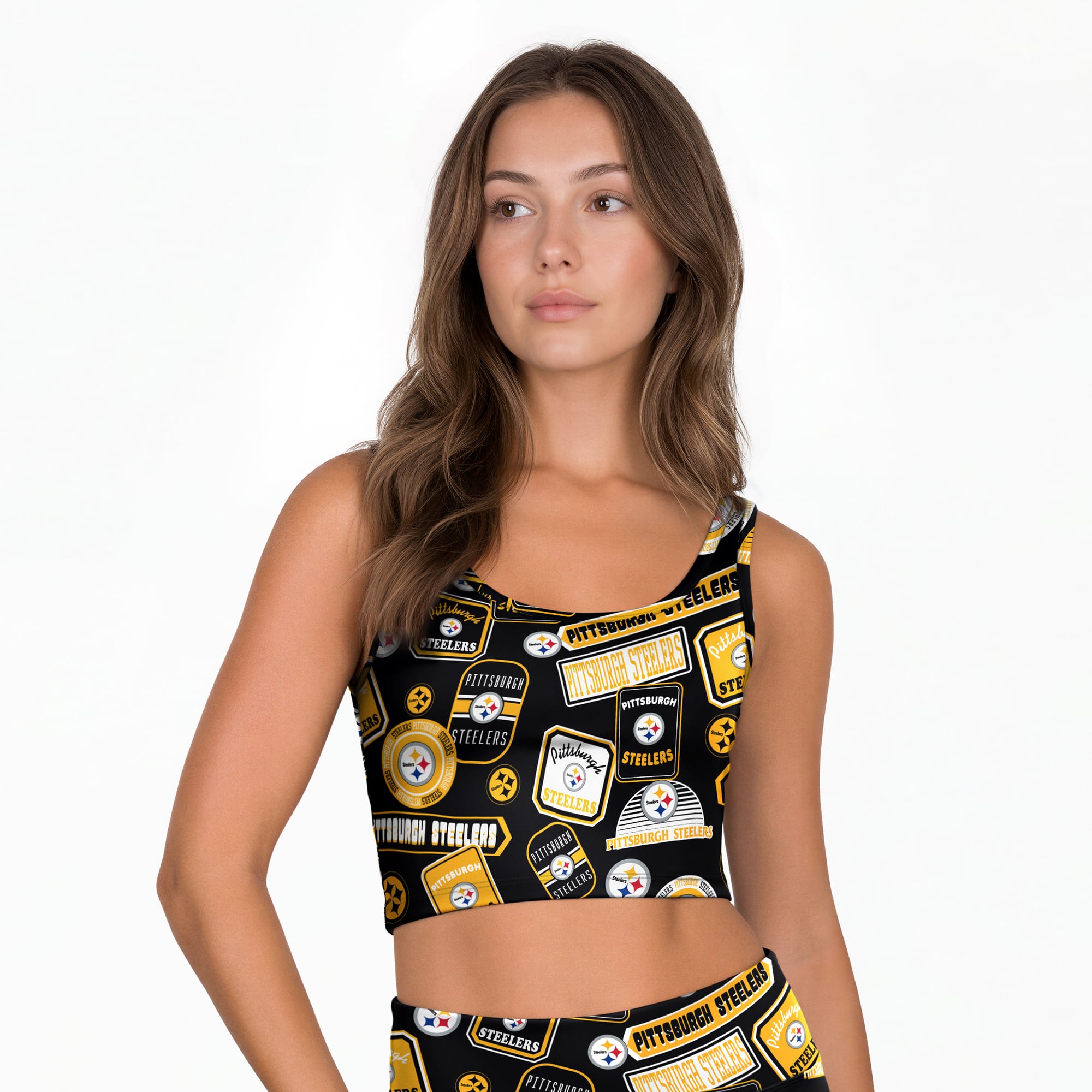 Women's Concepts Sport Black Pittsburgh Steelers Grady Allover Print Bralette