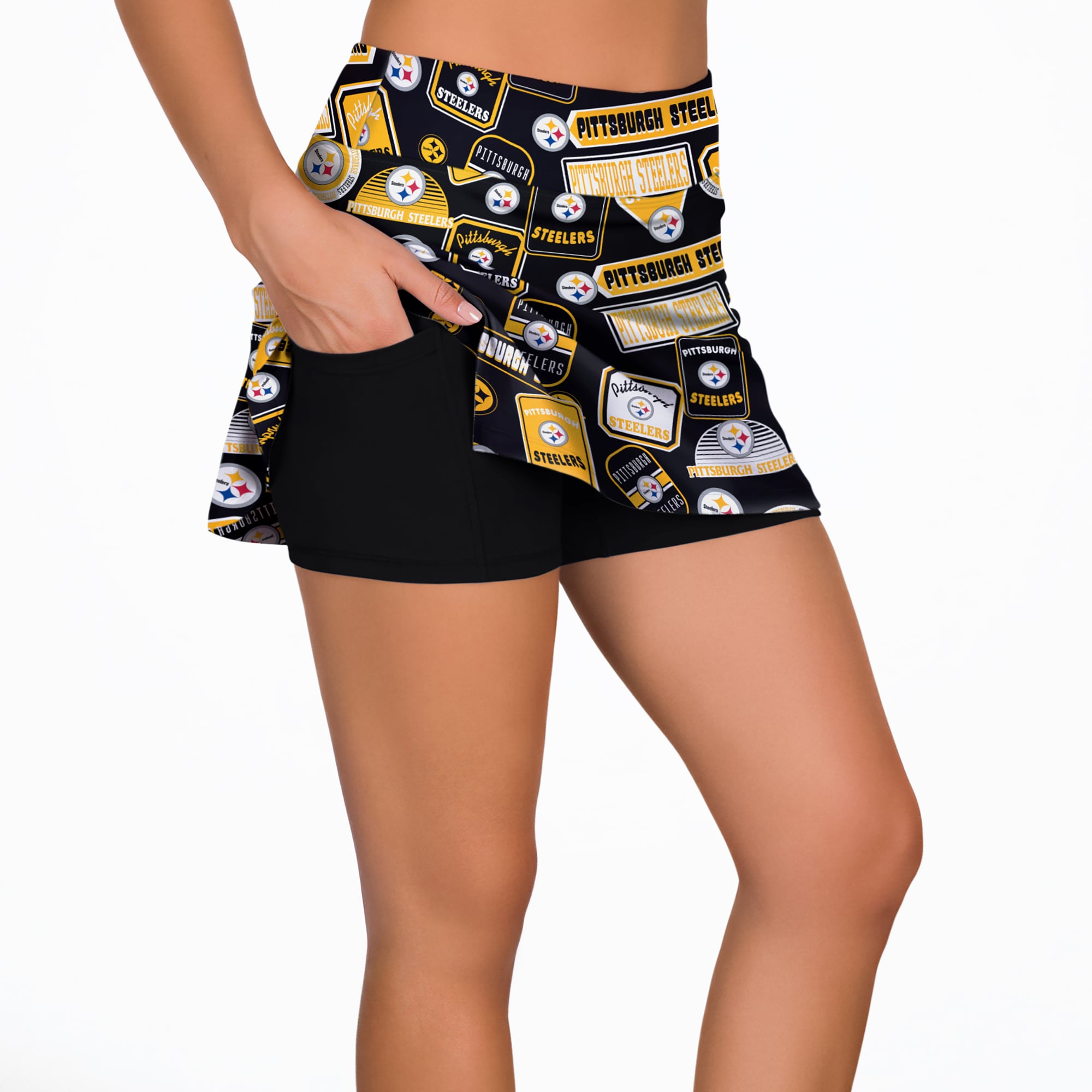 Women's Concepts Sport Black Pittsburgh Steelers Grady Sleep Skort