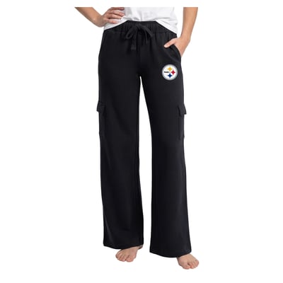 Pittsburgh Steelers Concepts Sport Women's Truett Wide-Leg Cargo Fleece Pants - Black