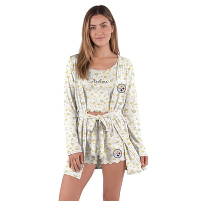  Pittsburgh Steelers Concepts Sport Women's Cora Hacci Knit Sleep Set - Heather Gray/Gold