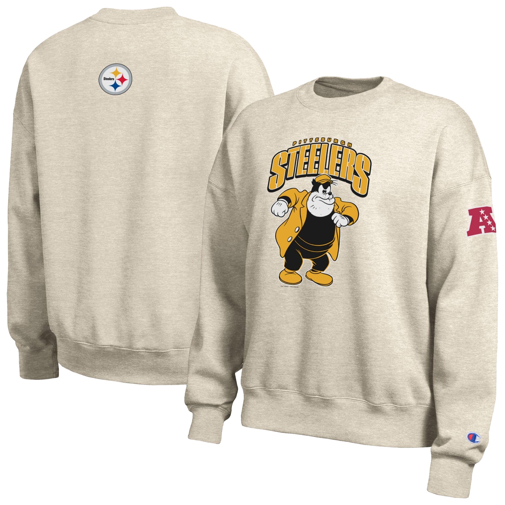 Sweat-shirt polaire ras du cou Disney x Champion Pittsburgh Steelers All-Star couleur avoine pour femme