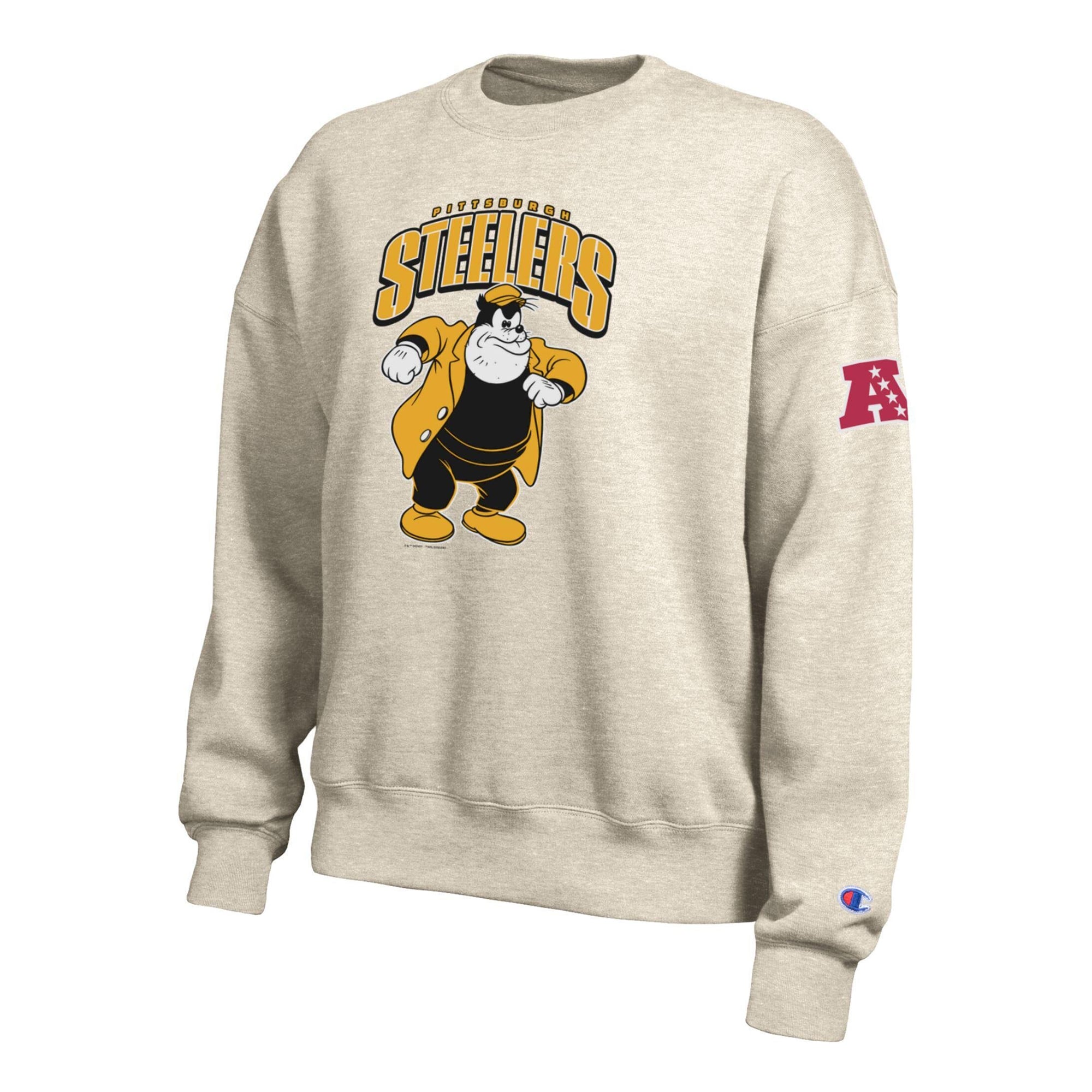 Sweat-shirt polaire ras du cou Disney x Champion Pittsburgh Steelers All-Star couleur avoine pour femme